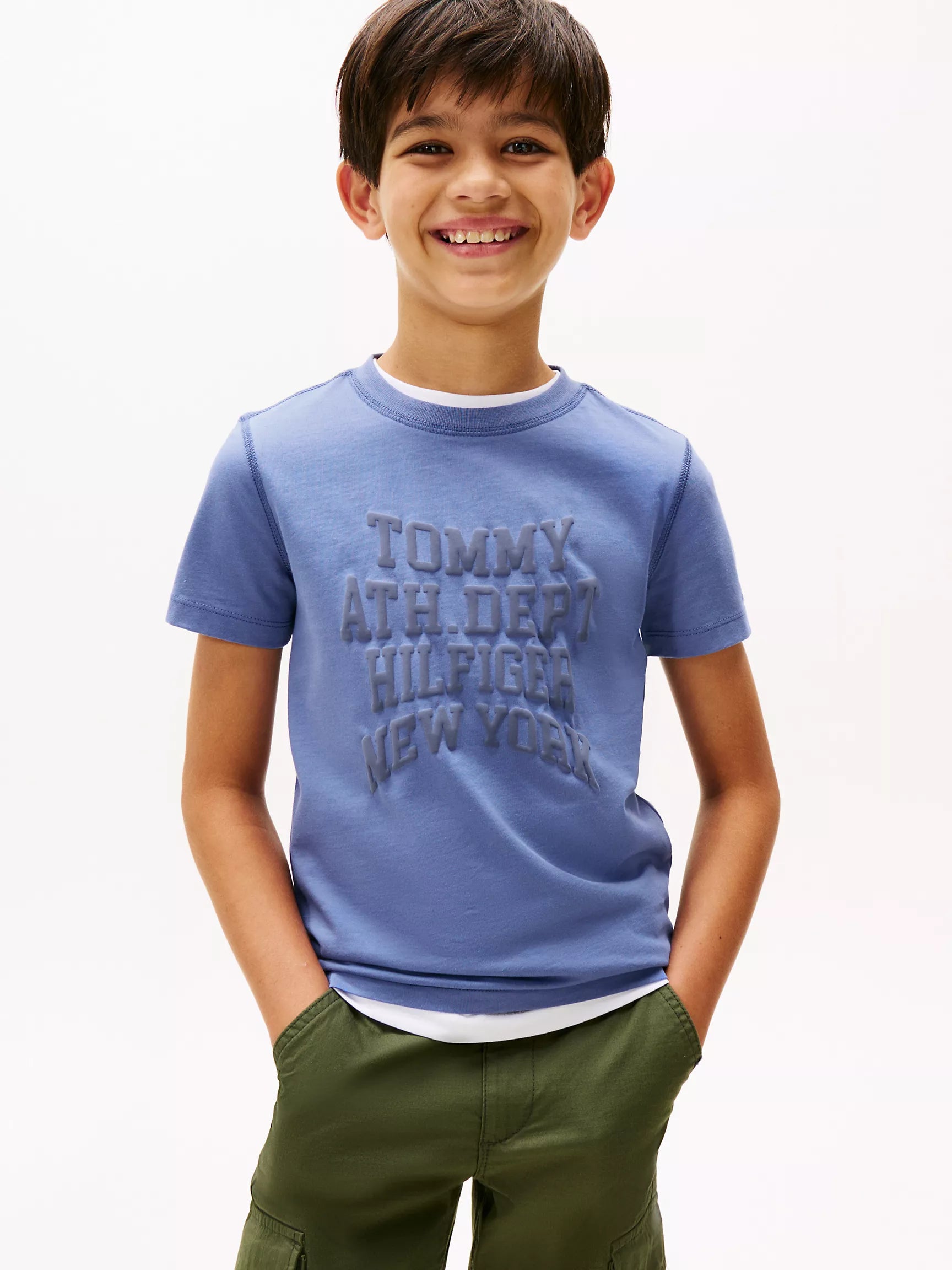 Tommy Boys' Hilfiger Varsity Logo T-Shirt/Soft Sapphire