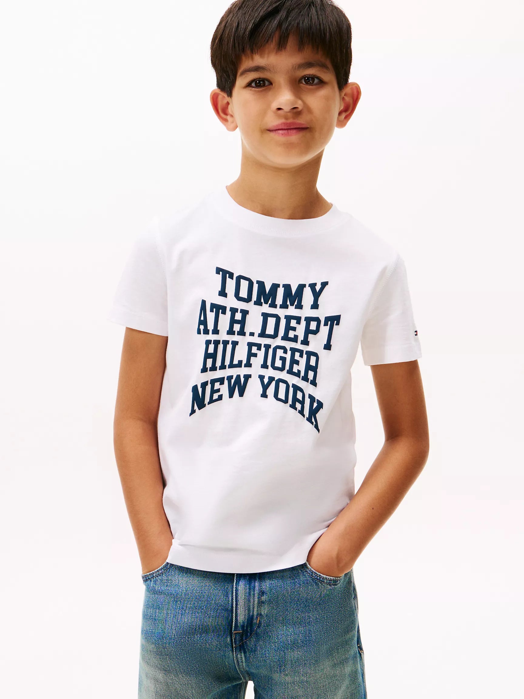 Tommy Boys' Hilfiger Varsity Logo T-Shirt/White