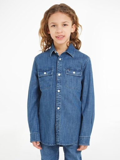 Girls' Tommy Hilfiger Adaptive Tiered Denim Dress Blue