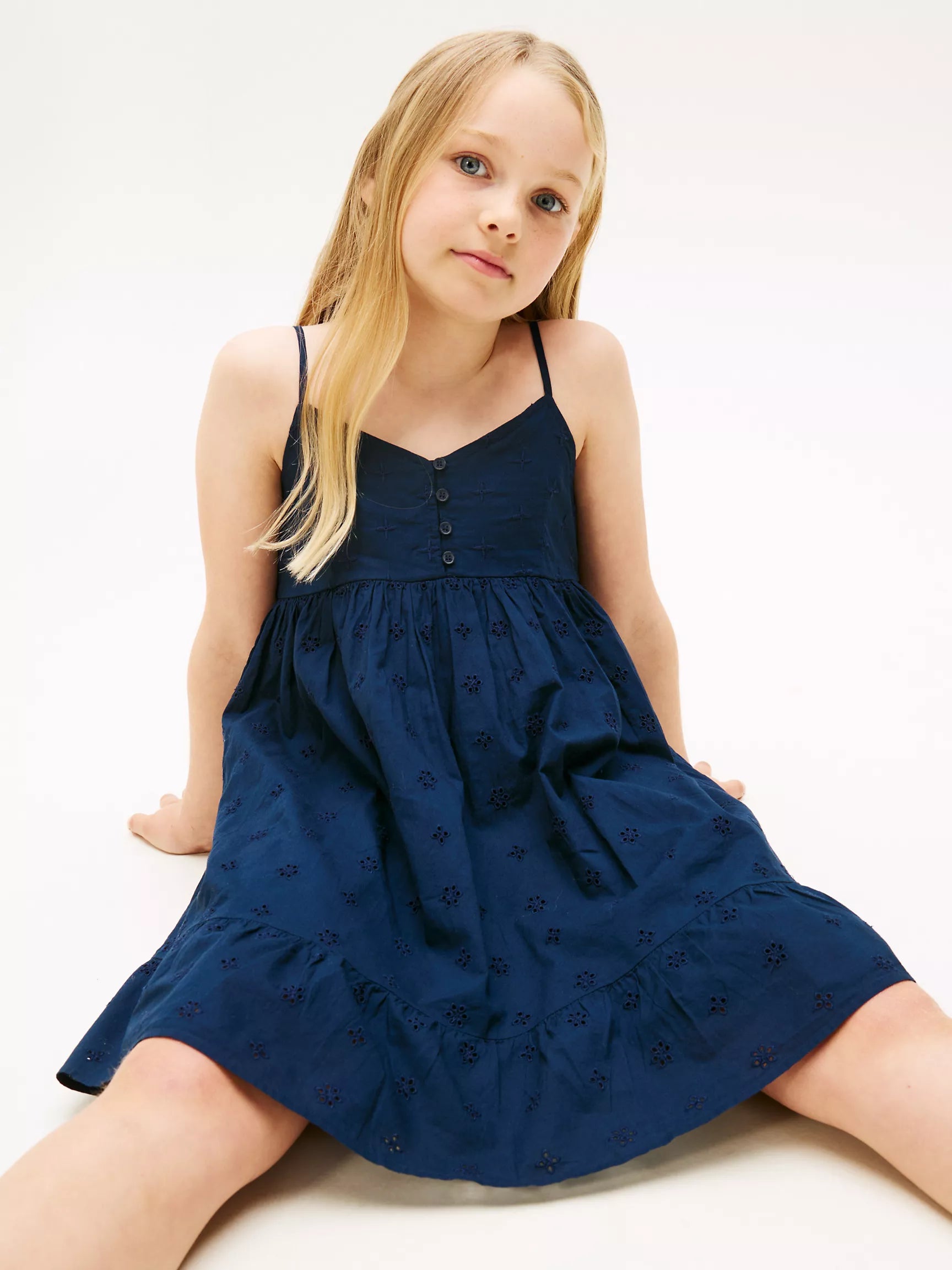 Tommy GIRL Embroidered Eyelet Dress/ Dark Night Navy