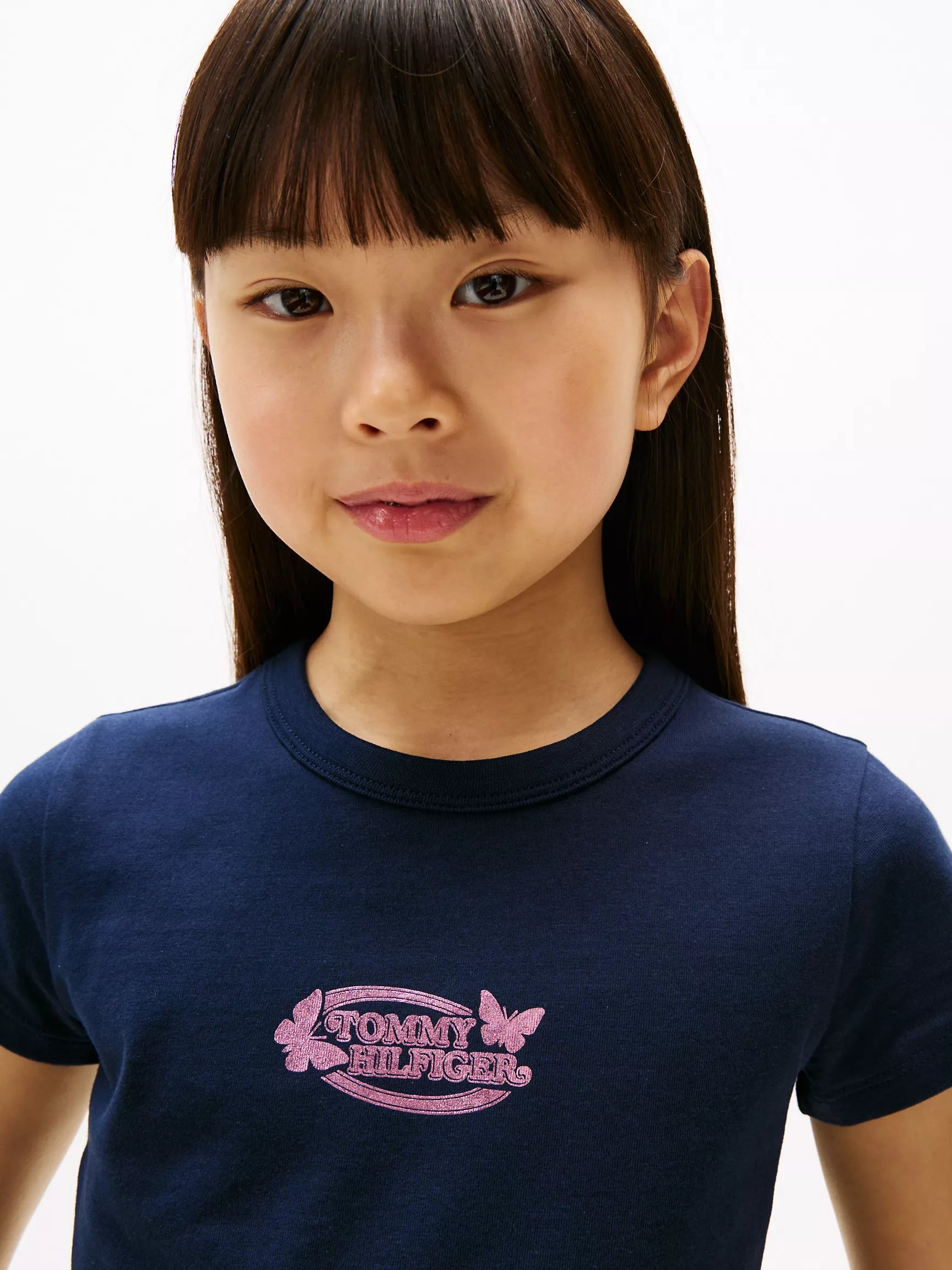 Girls' Tommy Butterfly Logo Stretch T-Shirt /Dark Night Navy