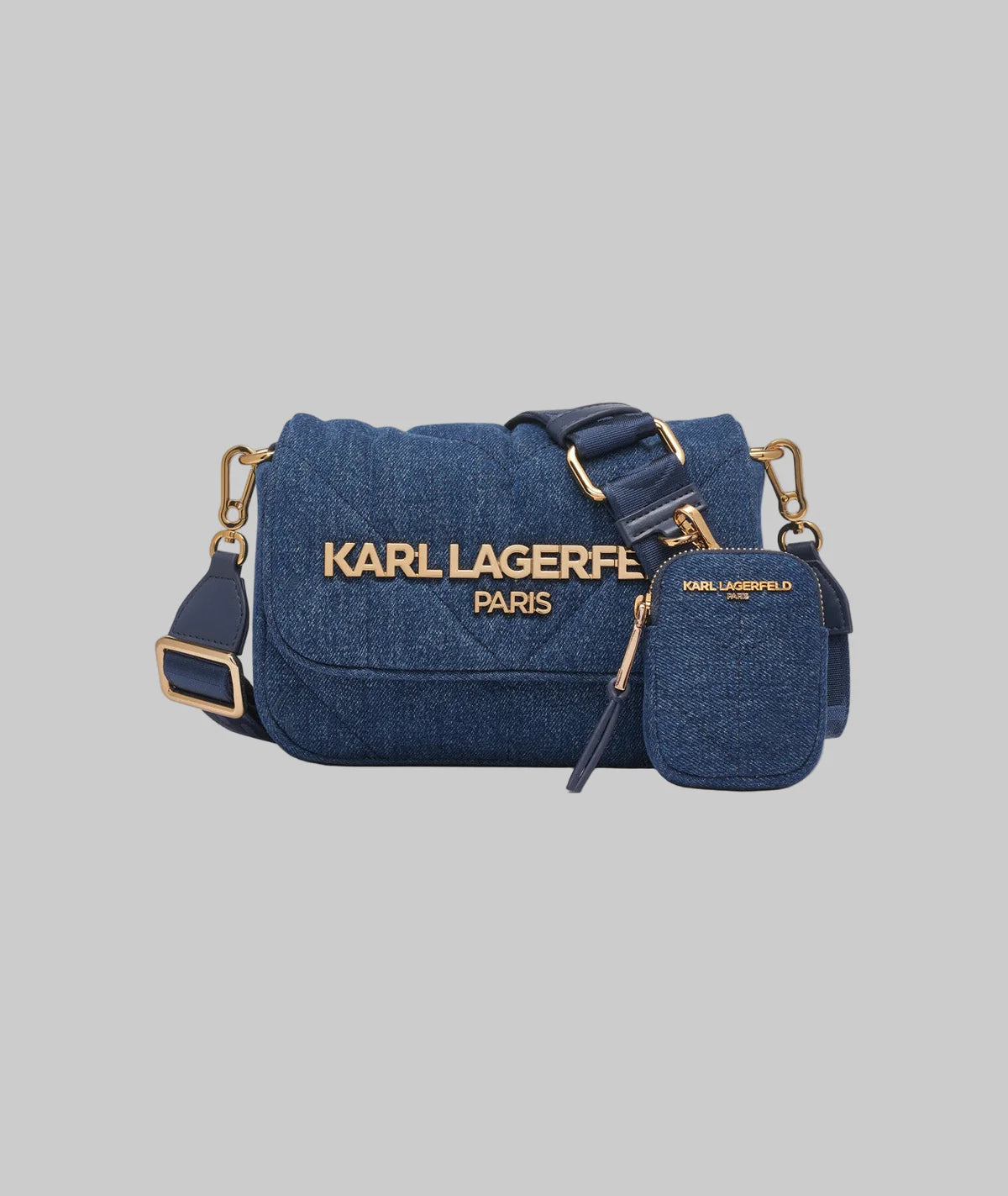 Karl Lagerfeld Paris Womens' VOYAGE LOGO CROSSBODY Denim Blue