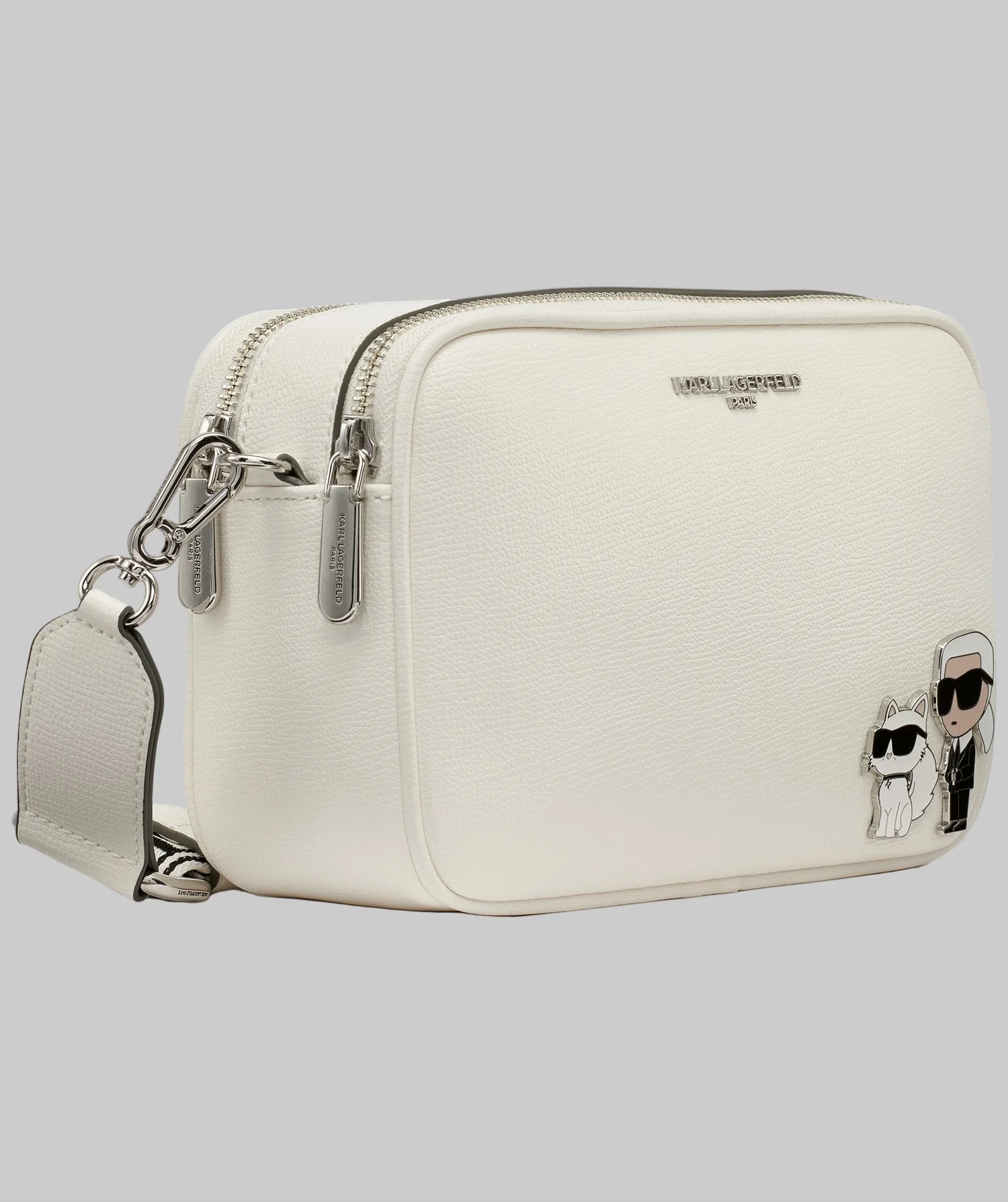 Womens' Karl Lagerfeld Paris MAYBELLE CAMERA CROSSBODY white