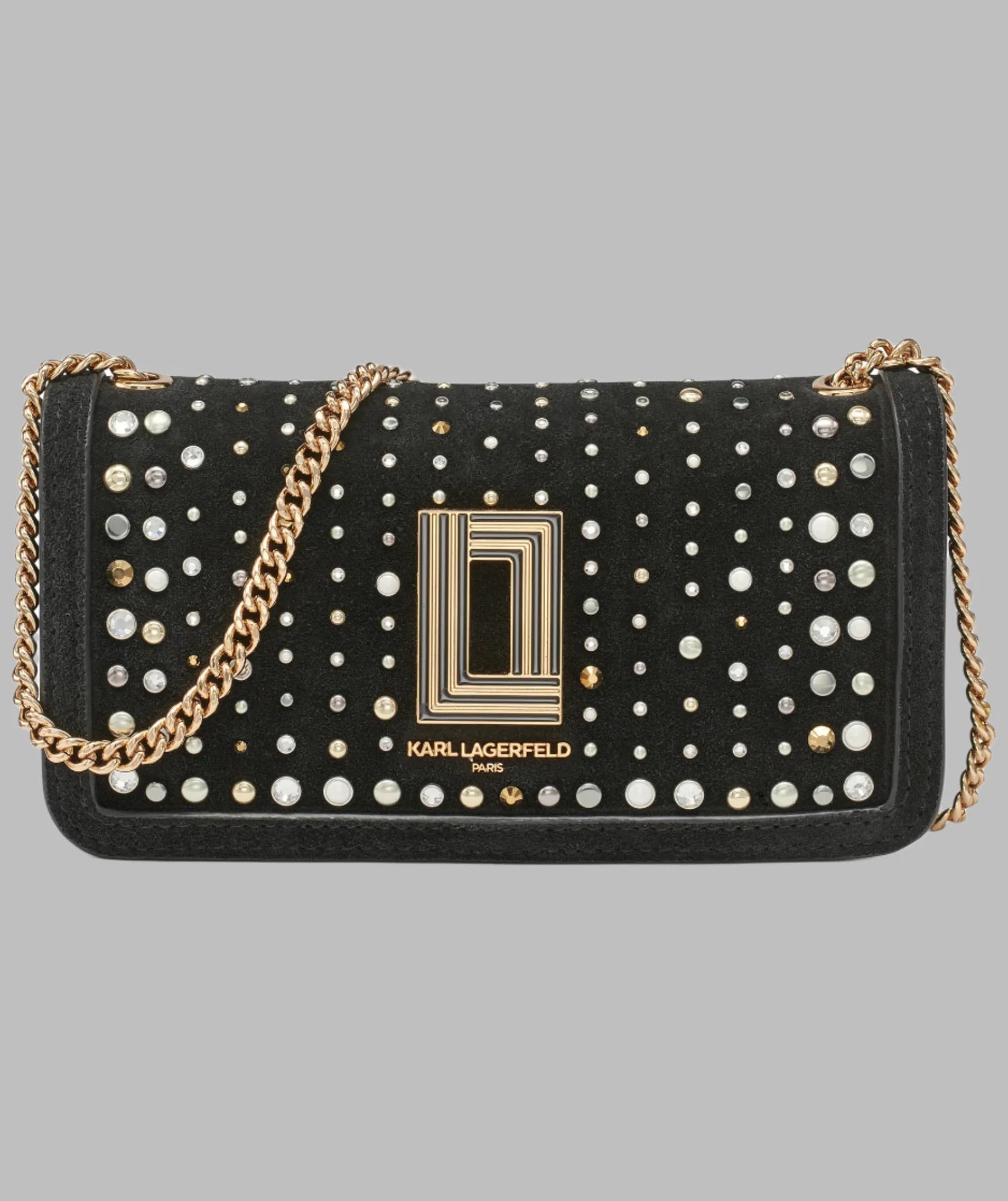 Karl Lagerfeld Paris Womens' KOSETTE SHOULDER BAG WITH STUDS BLACK