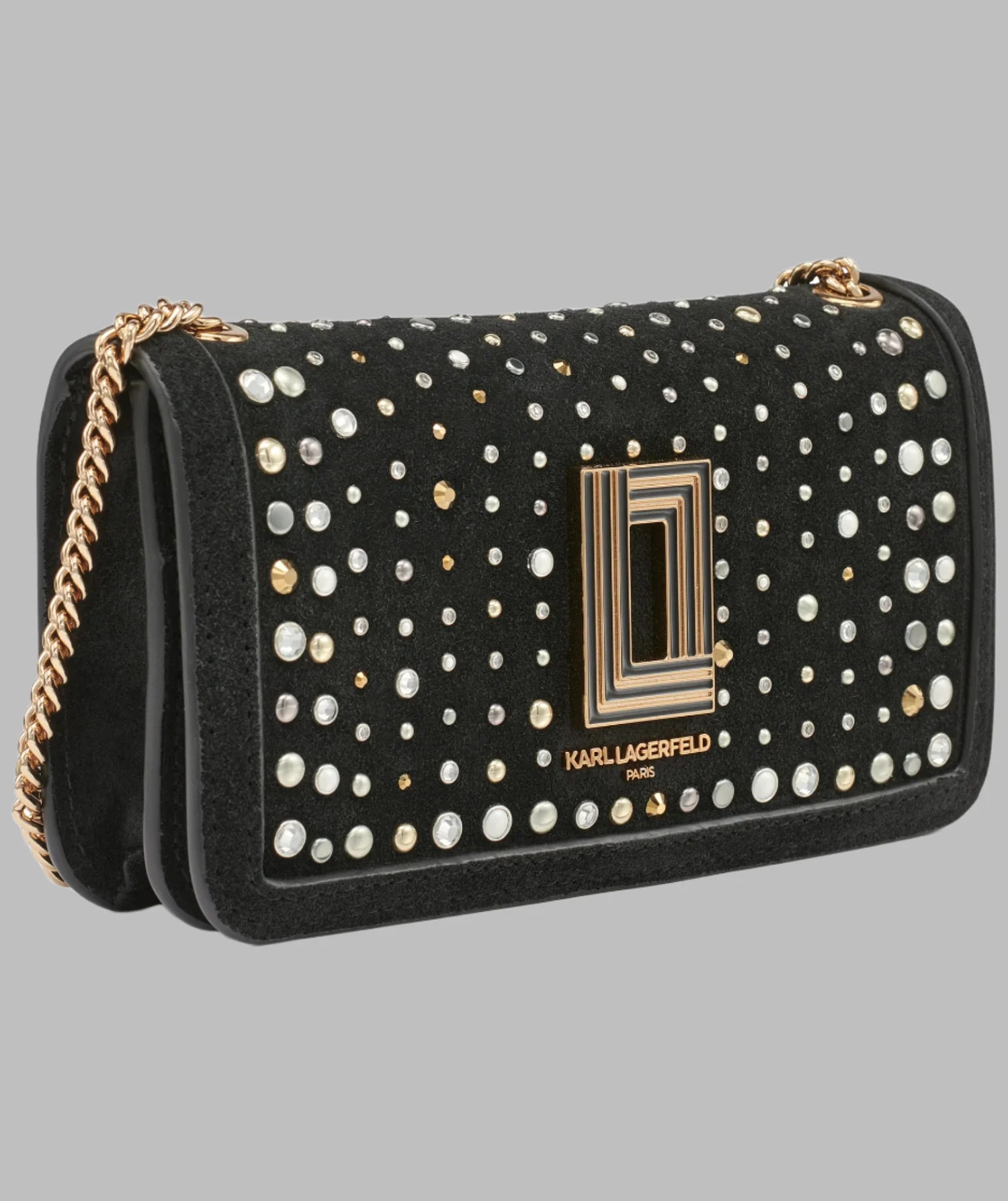Karl Lagerfeld Paris Womens' KOSETTE SHOULDER BAG WITH STUDS BLACK