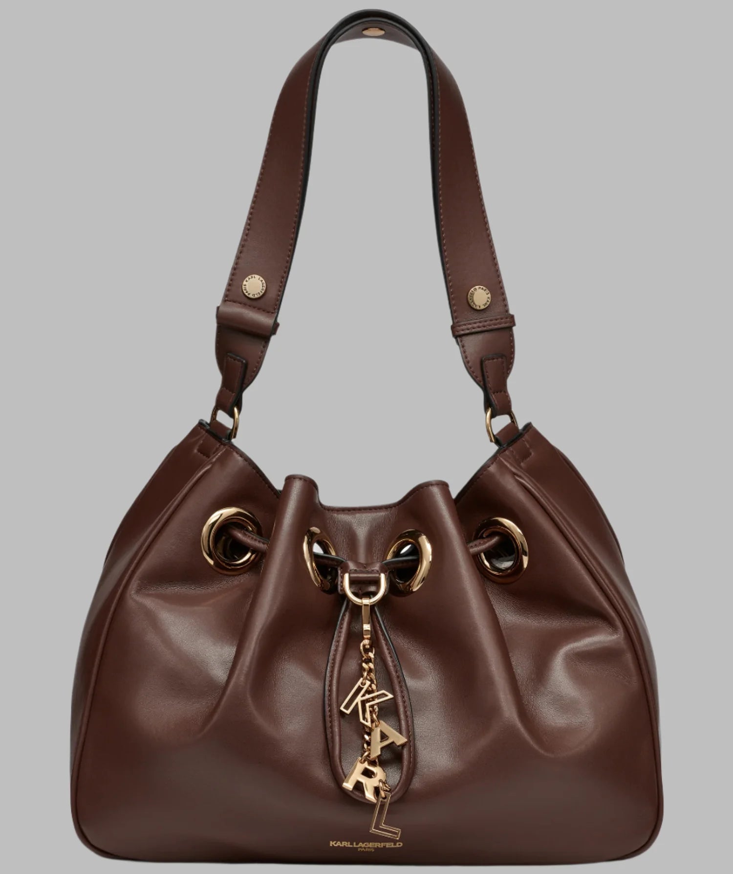 Karl Lagerfeld Paris Womens' DESIREE SMALL LEATHER HOBO BAG Brown