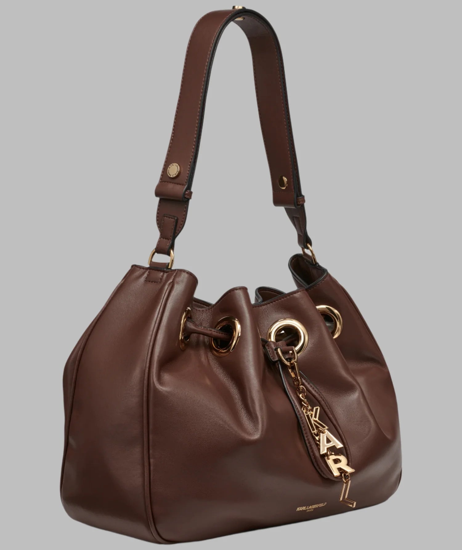 Karl Lagerfeld Paris Womens' DESIREE SMALL LEATHER HOBO BAG Brown