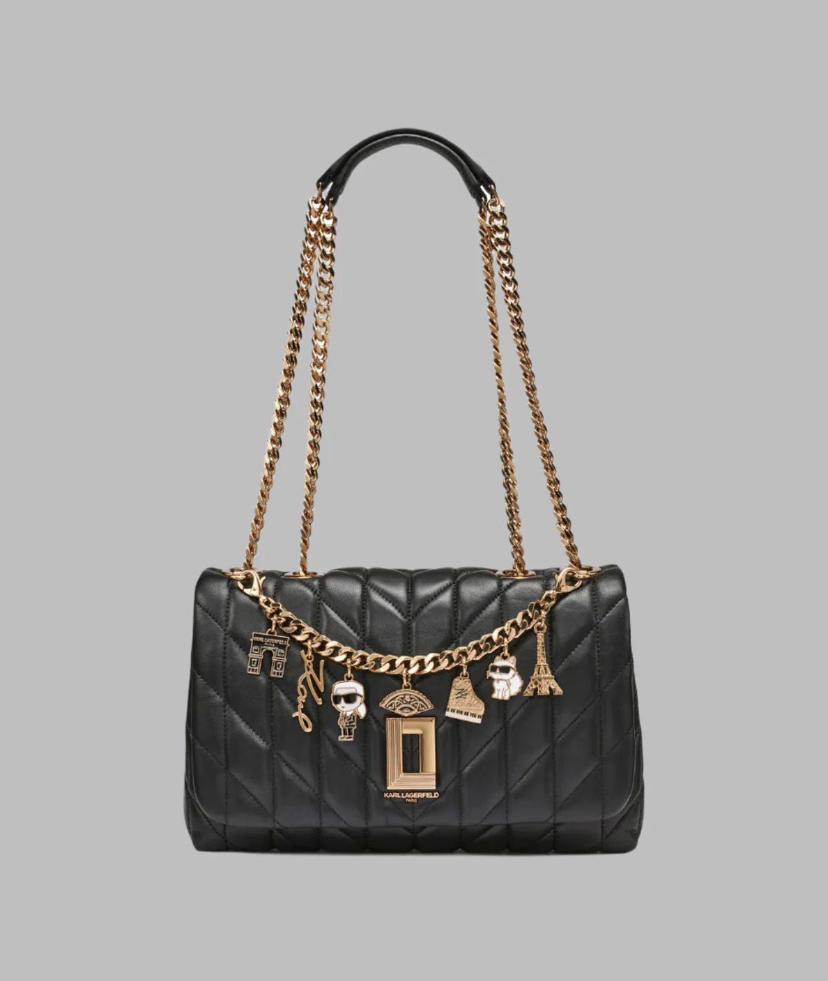 Karl Lagerfeld Paris Womens' LAFAYETTE SHOULDER BLACK WITH CHARMS