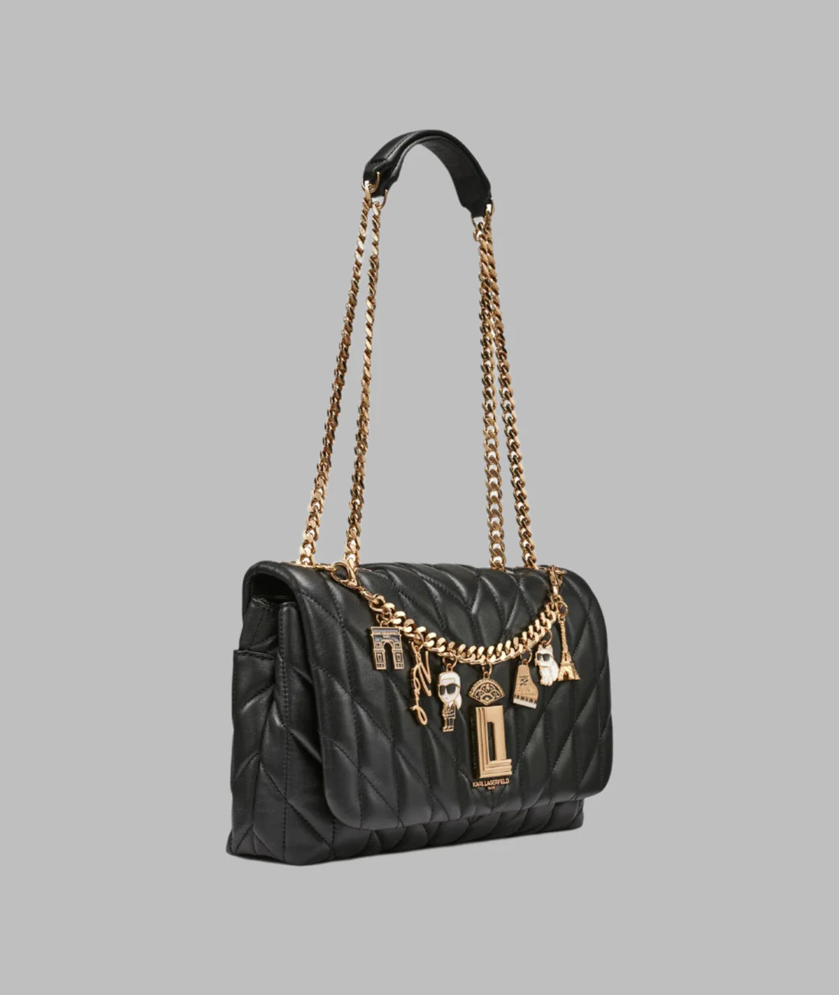Karl Lagerfeld Paris Womens' LAFAYETTE SHOULDER BLACK WITH CHARMS