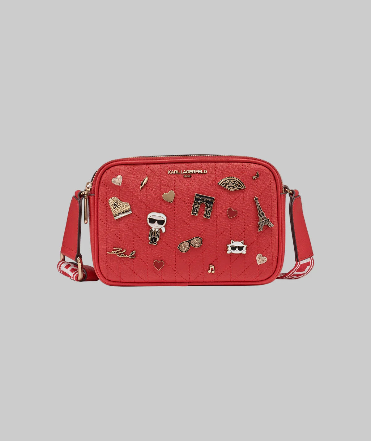 Womens' Karl Lagerfeld Paris MAYBELLE CAMERA CROSSBODY Red