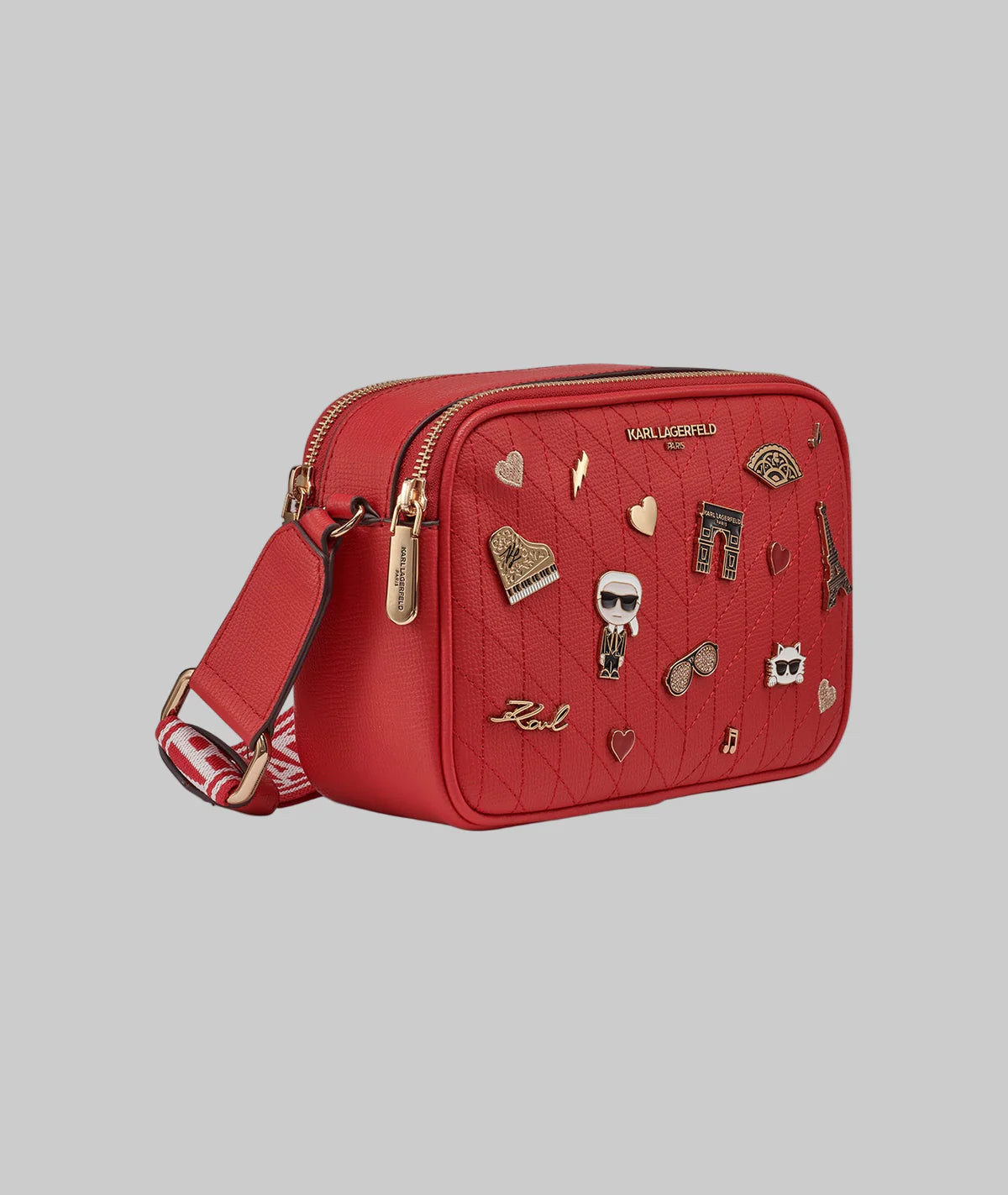 Womens' Karl Lagerfeld Paris MAYBELLE CAMERA CROSSBODY Red