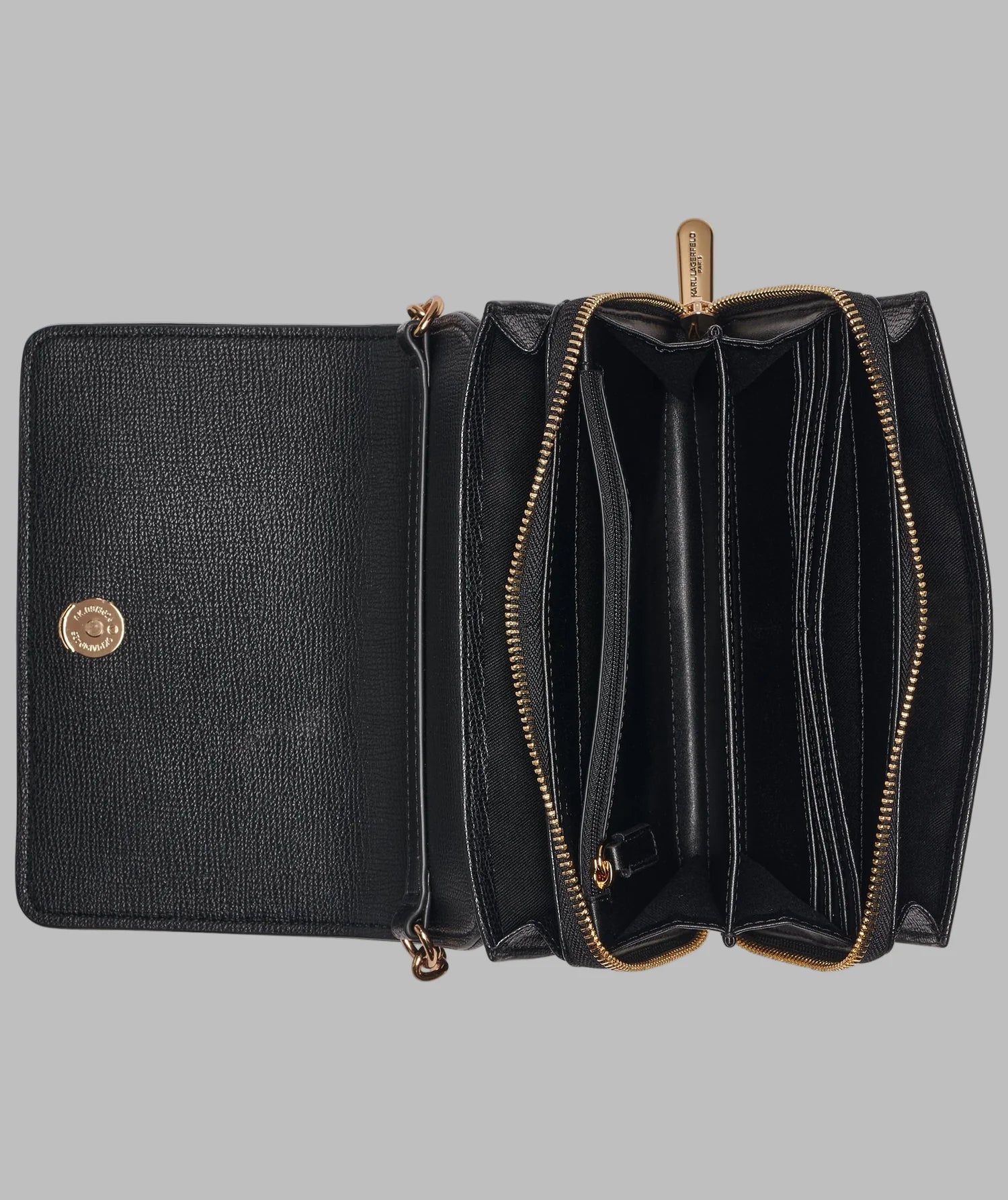 Karl Lagerfeld Women's LOURDES SUEDE FLAP CROSSBODY/ Black