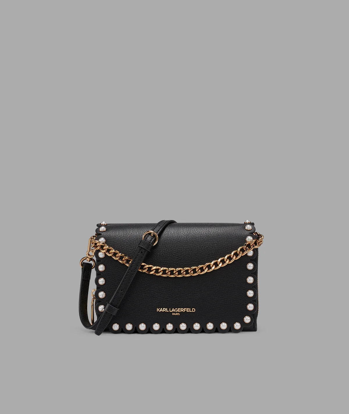 Karl Lagerfeld Paris Womens' LOURDES CROSSBODY WITH PEARLS Black