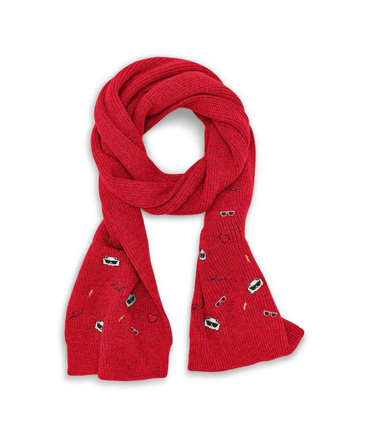 WOMENS' KARL CATE PINS EMBROIDERY SCARF