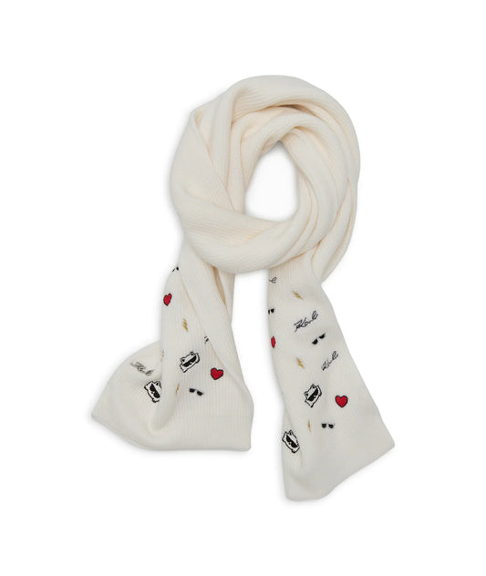 WOMENS' KARL CATE PINS EMBROIDERY SCARF