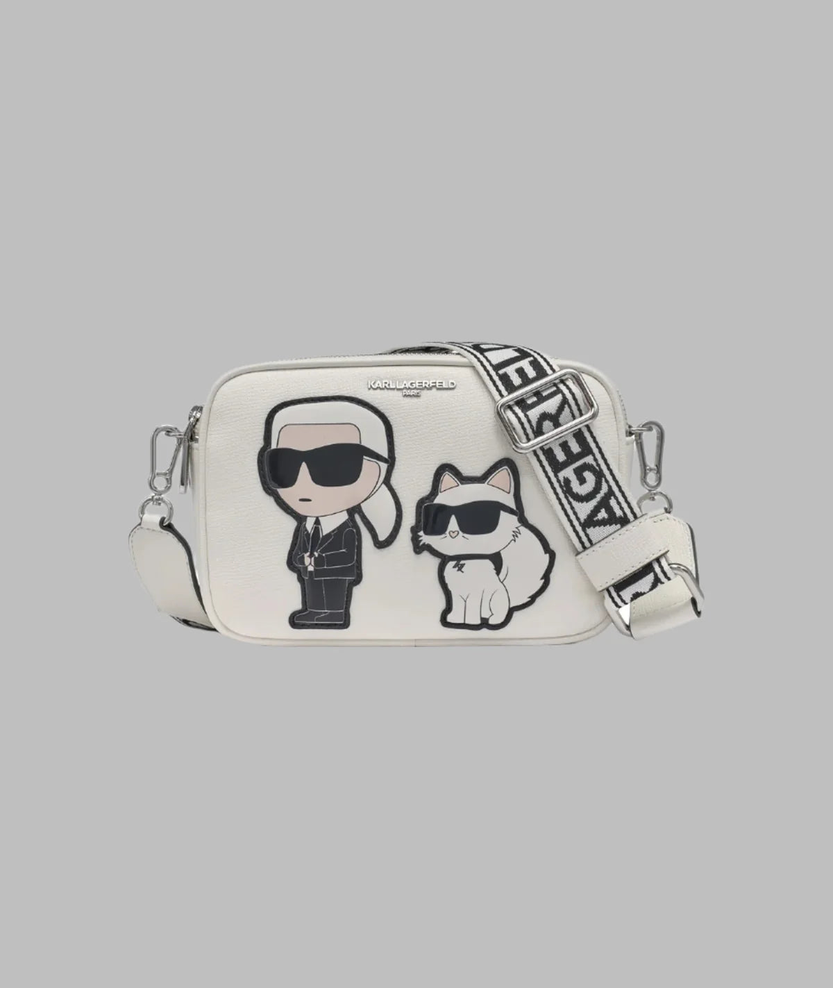 Womens' Karl Lagerfeld Paris MAYBELLE CAMERA CROSSBODY/ Winter White