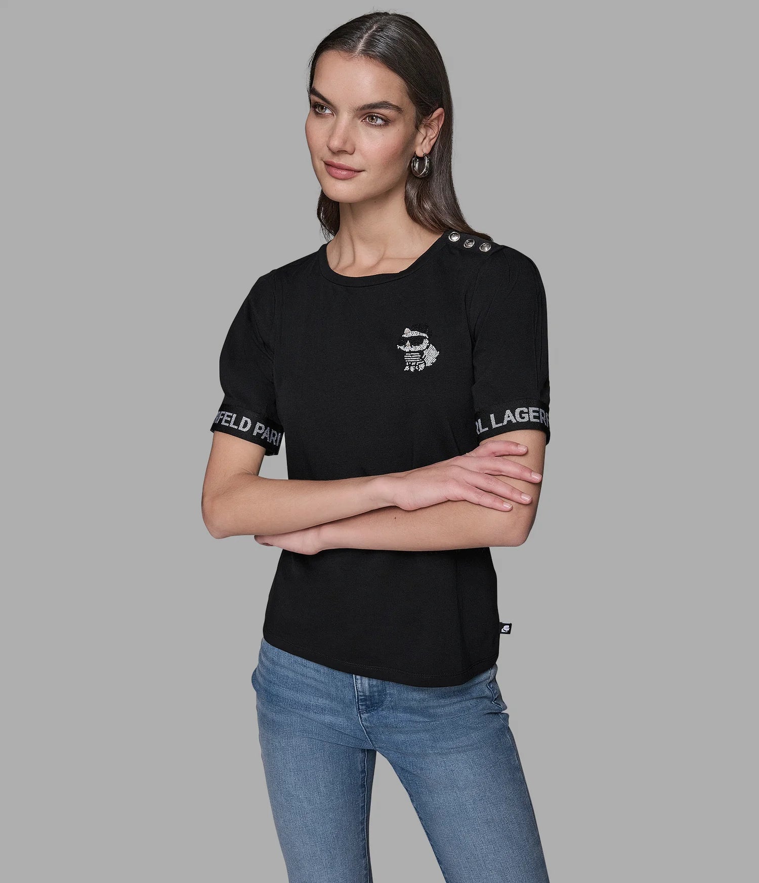 KARL WOMENS' LOGO TAPE CHOUPETTE TEE