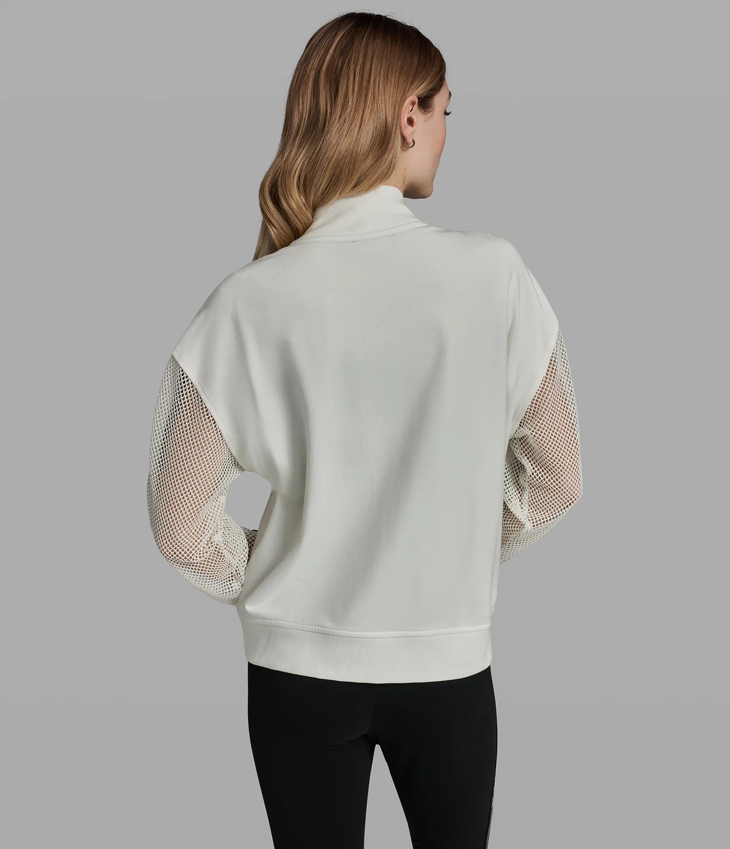 KARL LAGERFELD WOMEN'S LOGO STRIPE MESH TRACK JACKET-White