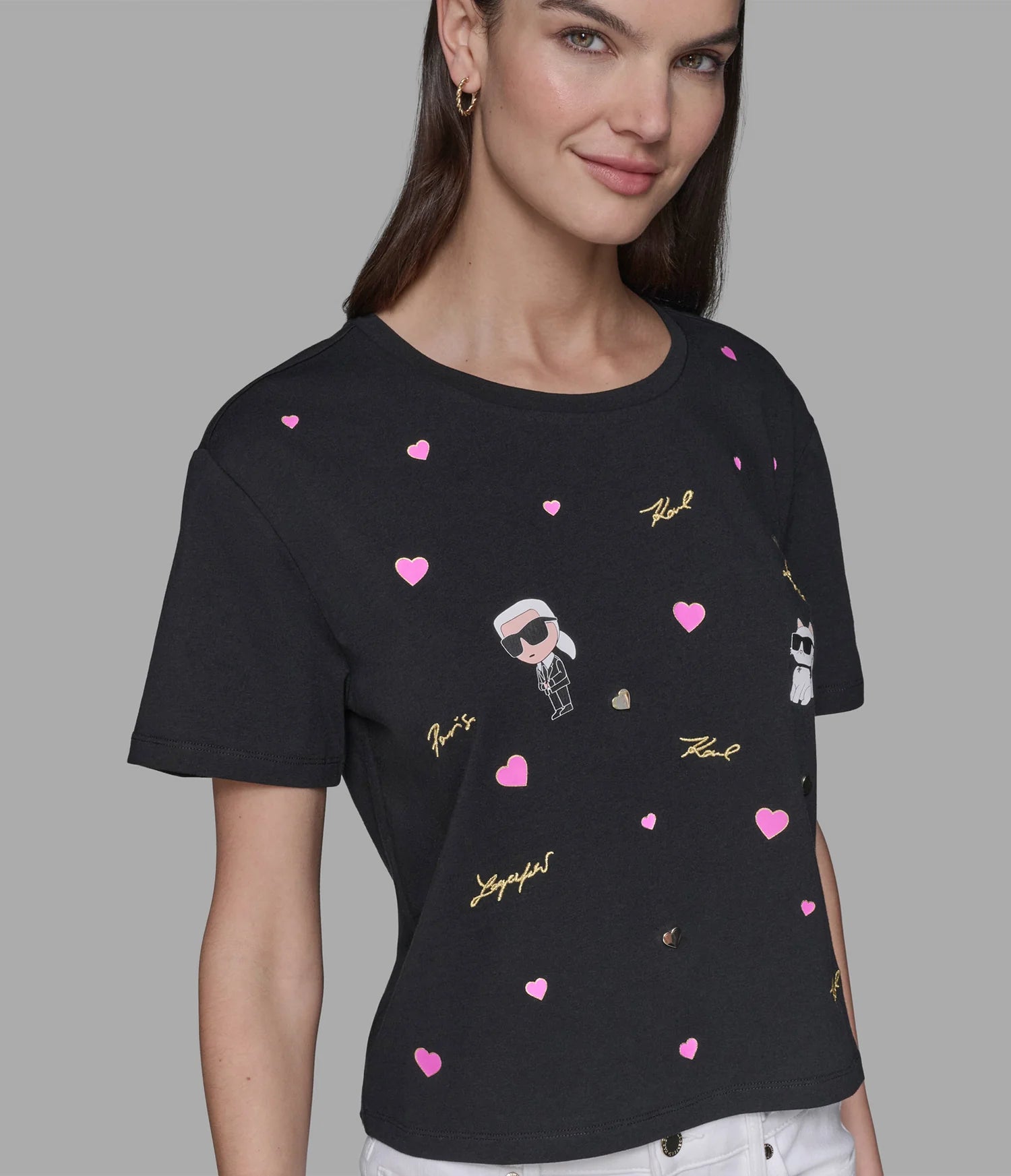 Karl Lagerfeld Paris Womens' CATE PINS TEE
