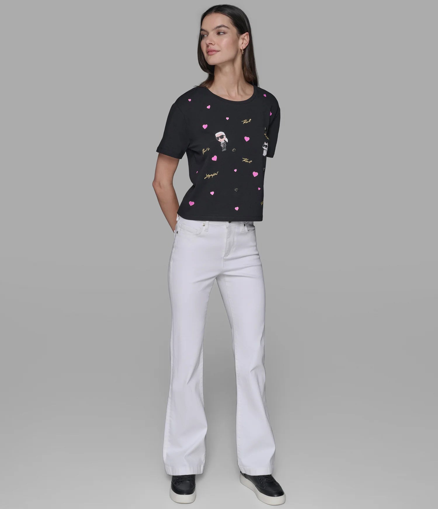 Karl Lagerfeld Paris Womens' CATE PINS TEE