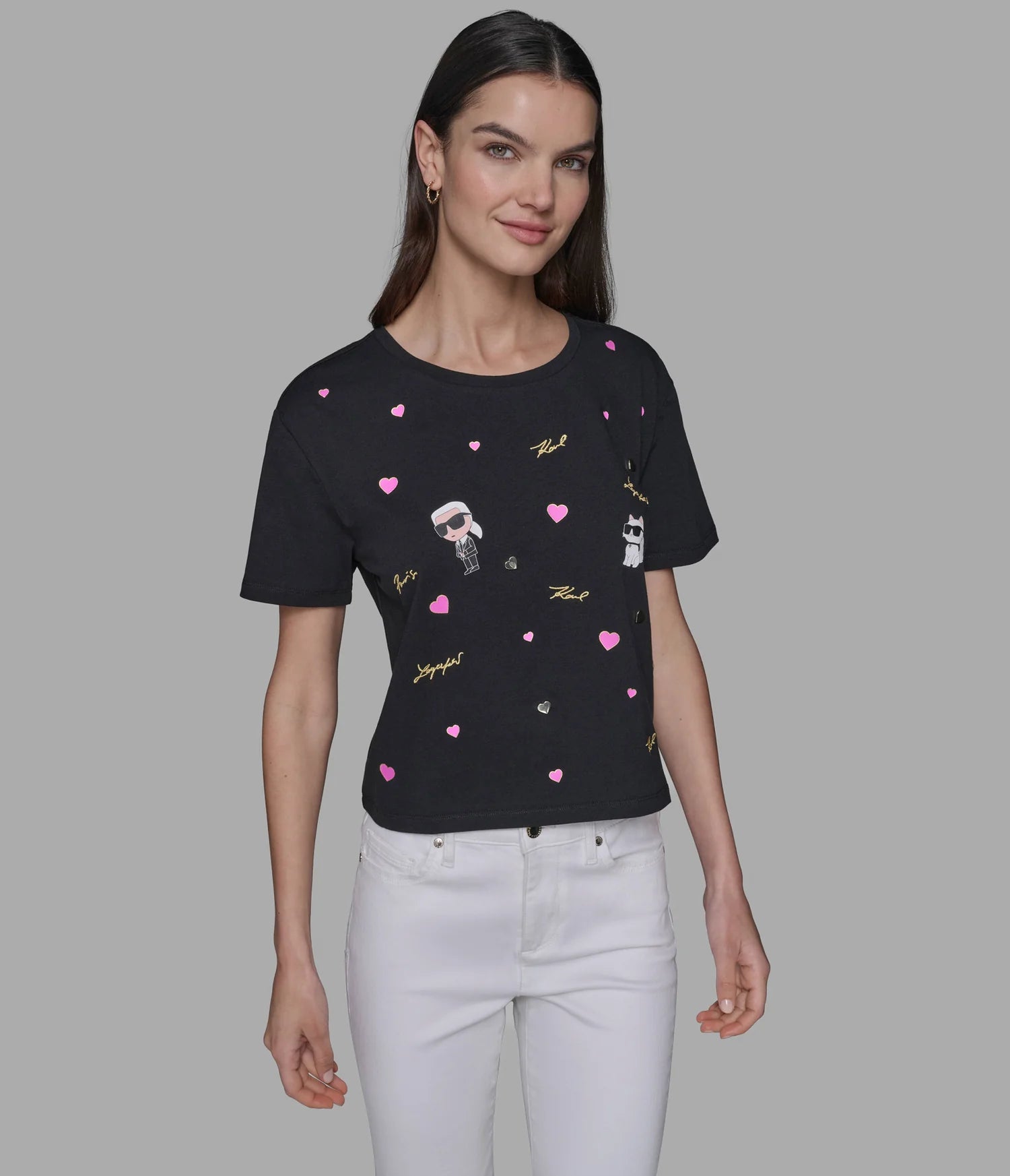 Karl Lagerfeld Paris Womens' CATE PINS TEE