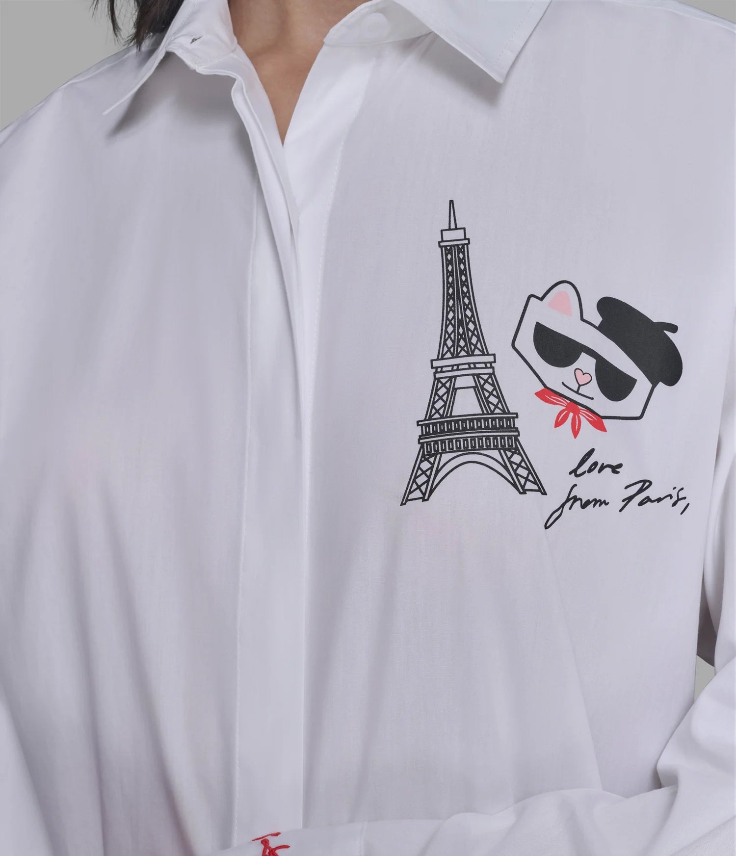 Womens' Karl Lagerfeld Paris CHOUPETTE IN PARIS POPLIN SHIRT