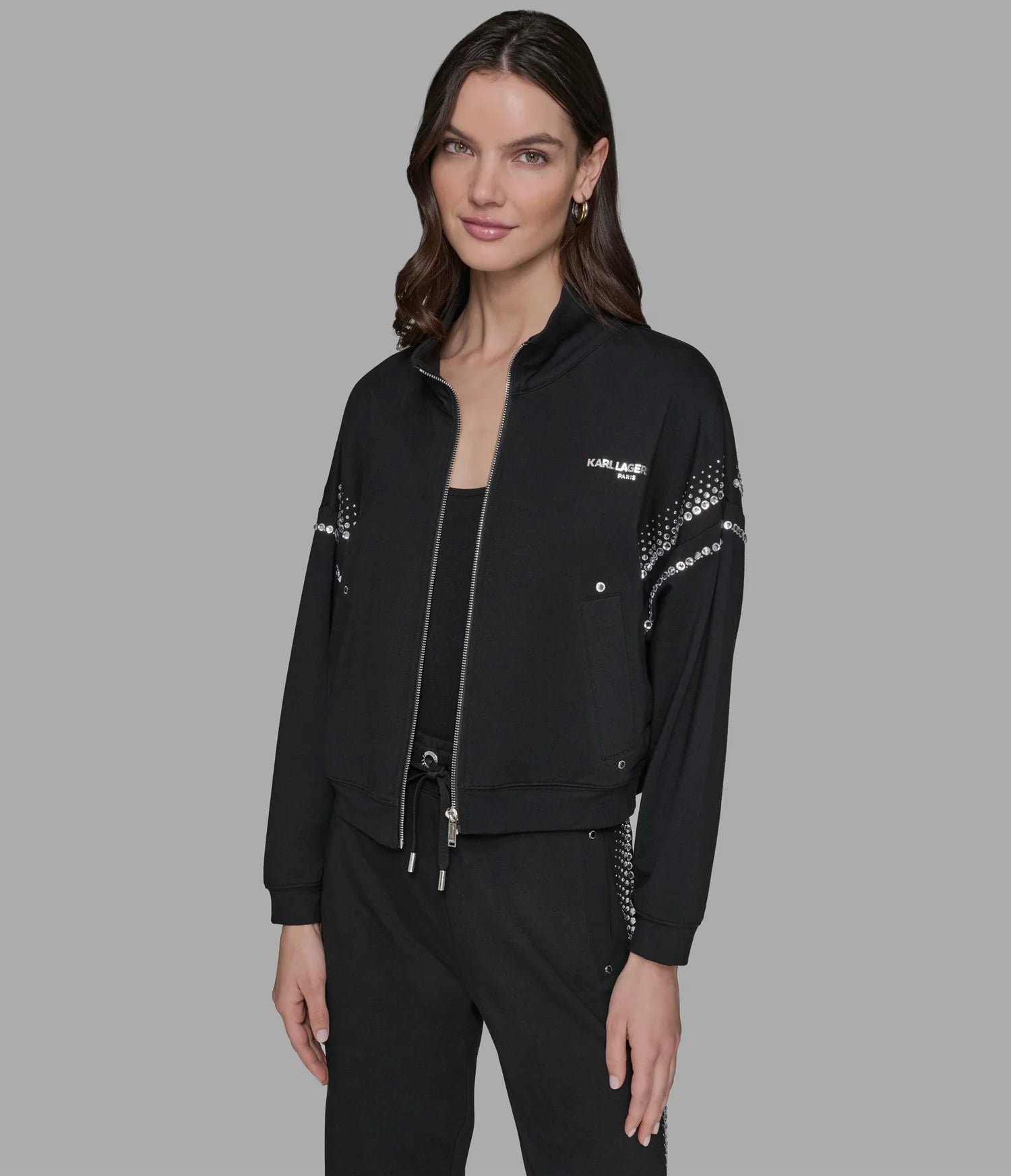 Karl Womens' RHINESTONE TRIM TRACK JACKET