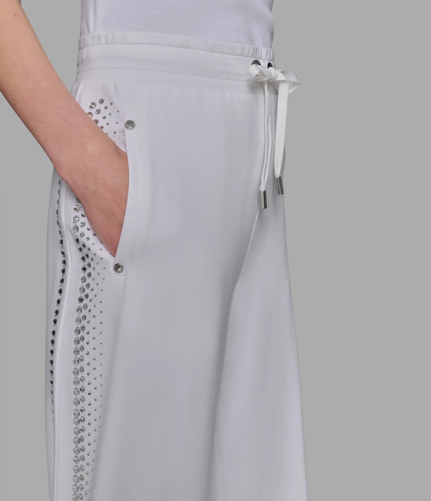 Karl Womens' RHINESTONE TRIM TRACK PANT / WHITE