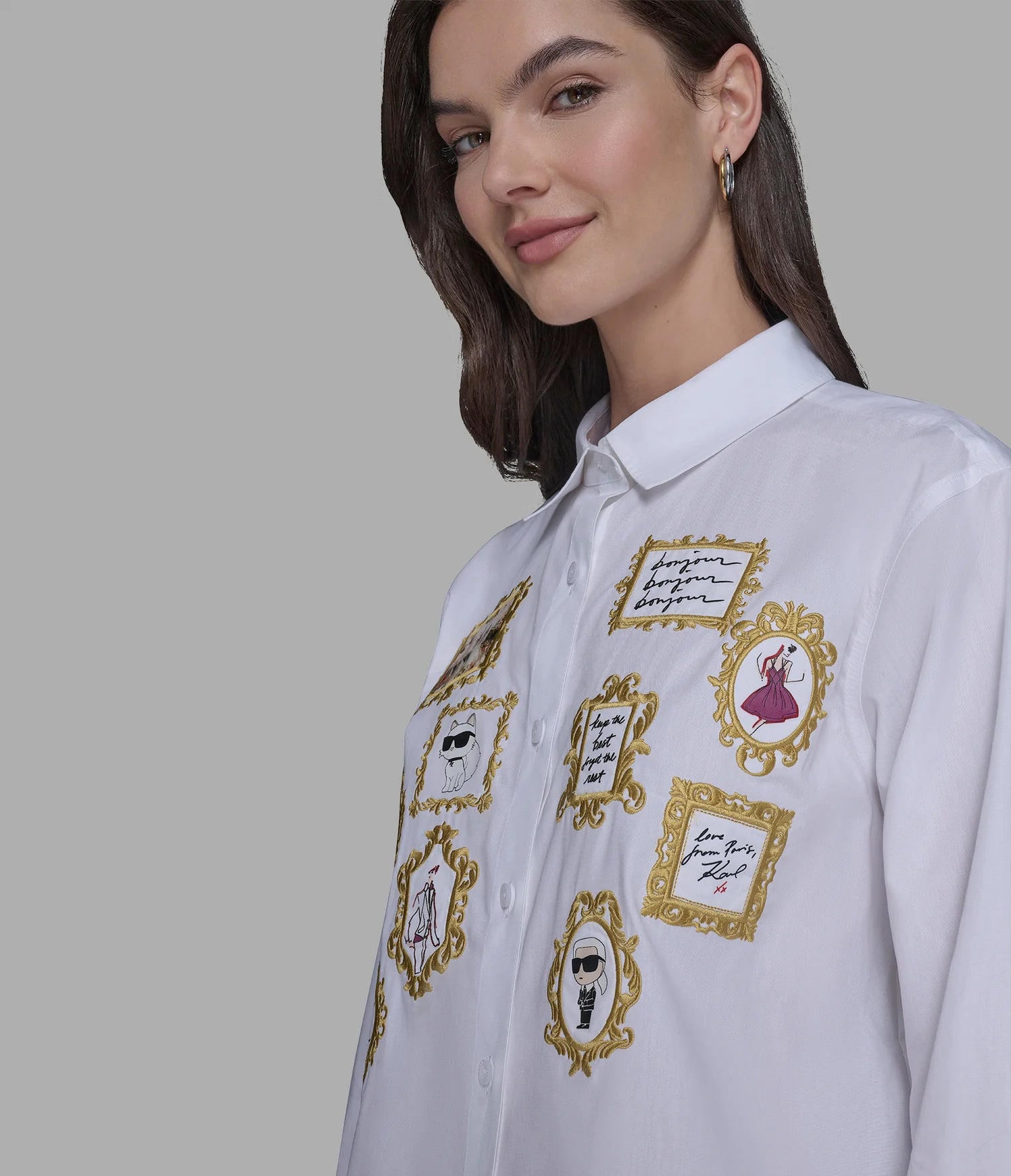 Karl Lagerfeld Paris Womens' ROCOCO POPLIN SHIRT