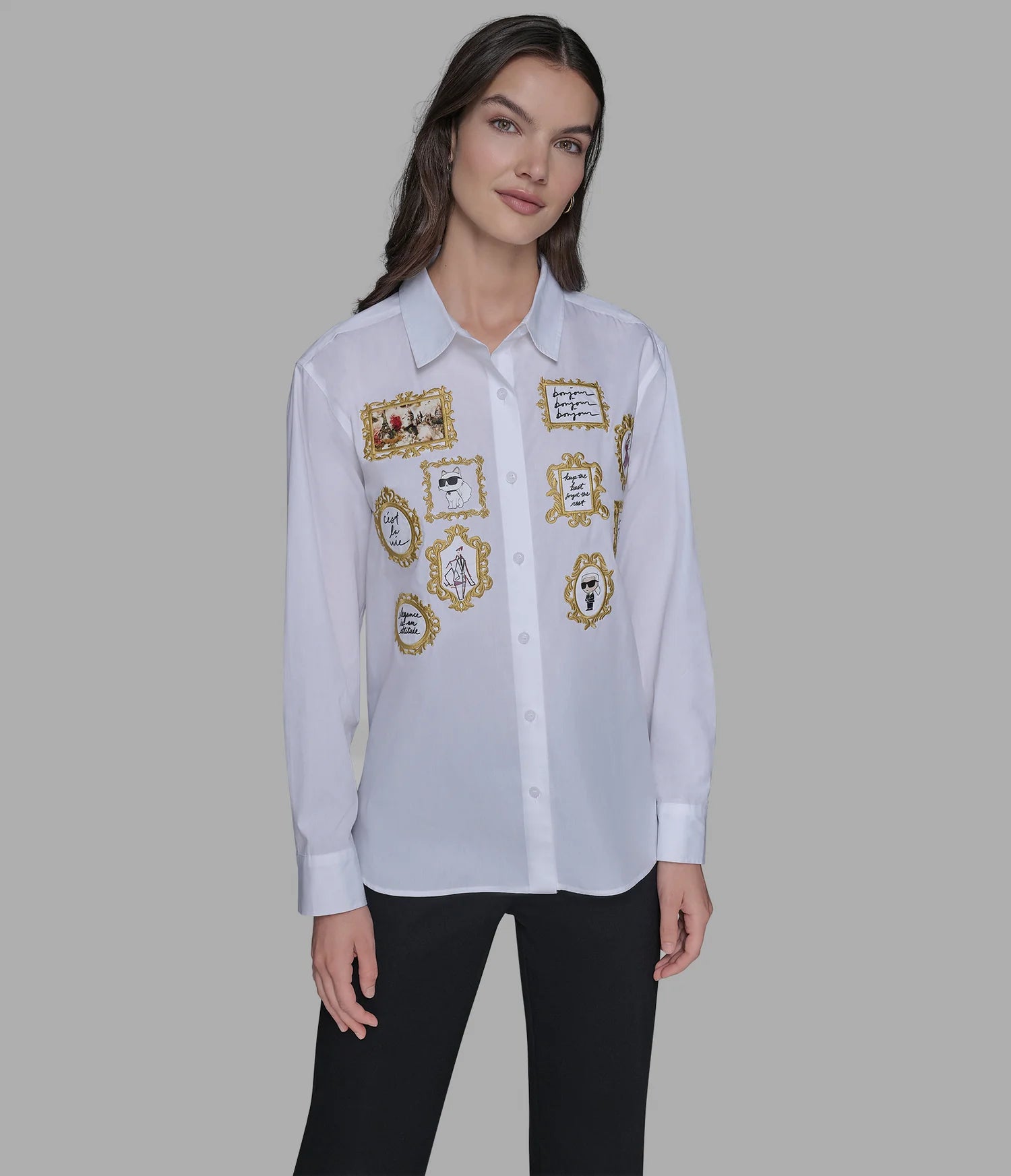 Karl Lagerfeld Paris Womens' ROCOCO POPLIN SHIRT