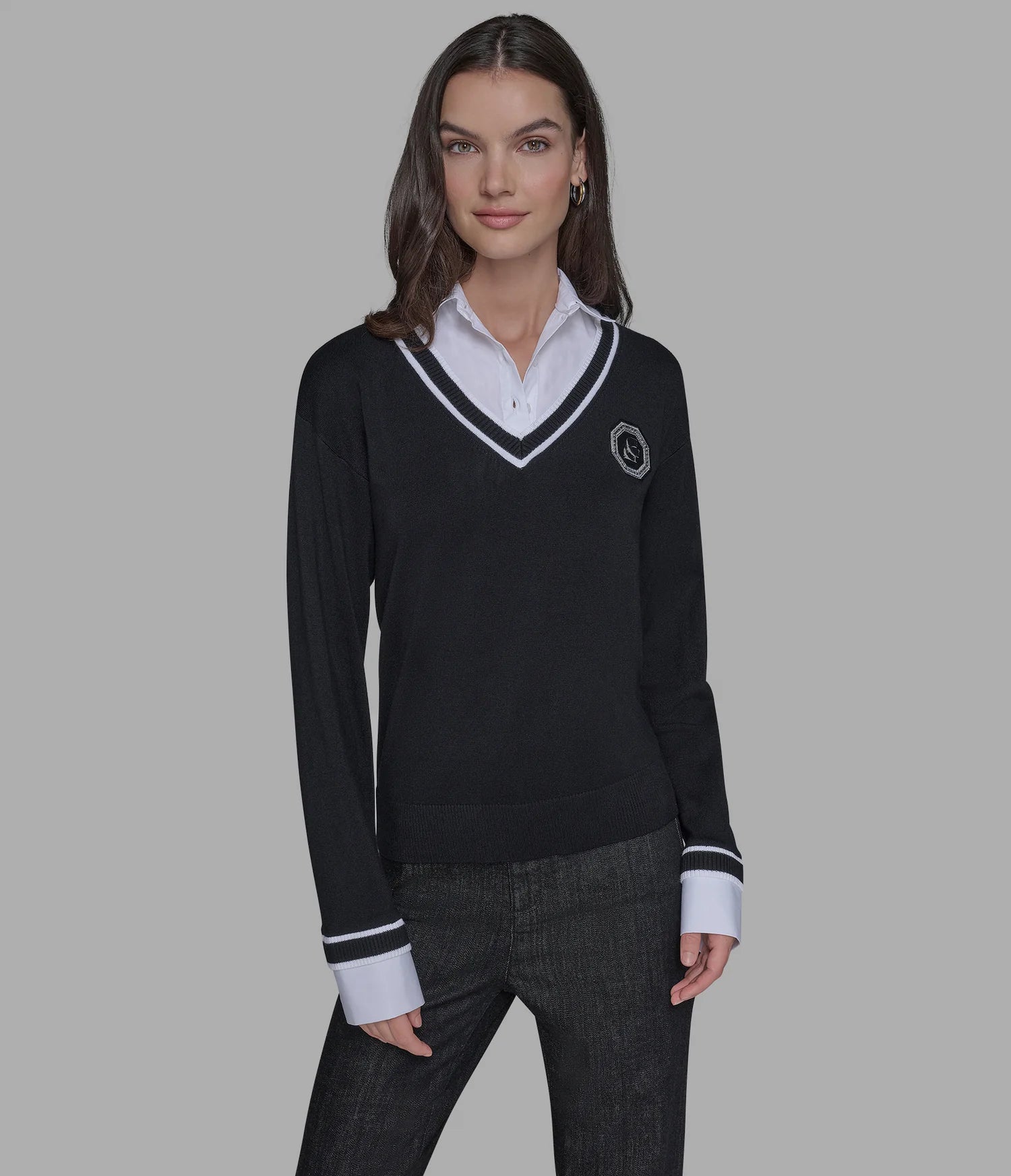 Karl Womens' TWOFER VARSITY SWEATER