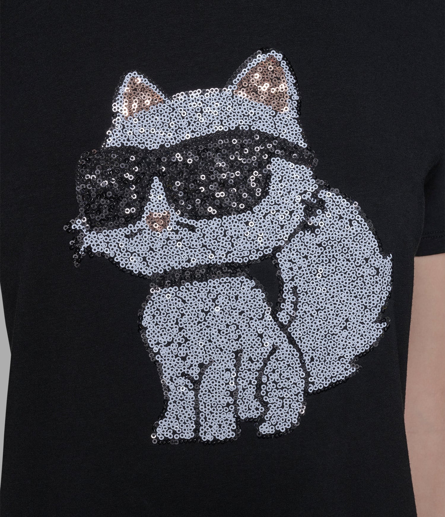 KARL CHOUPETTE SEQUIN LOGO TEE-Black