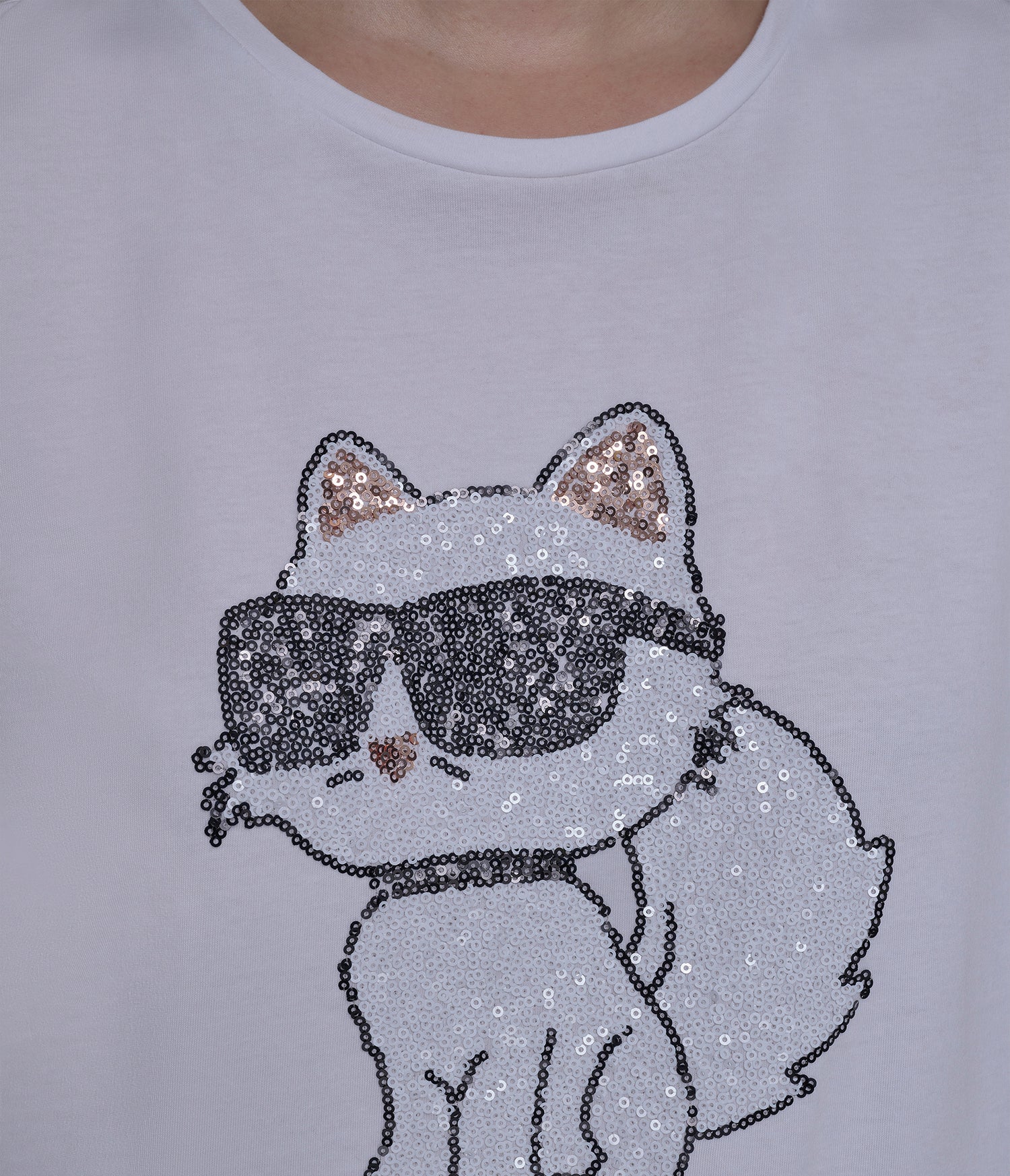 KARL CHOUPETTE SEQUIN LOGO TEE-White