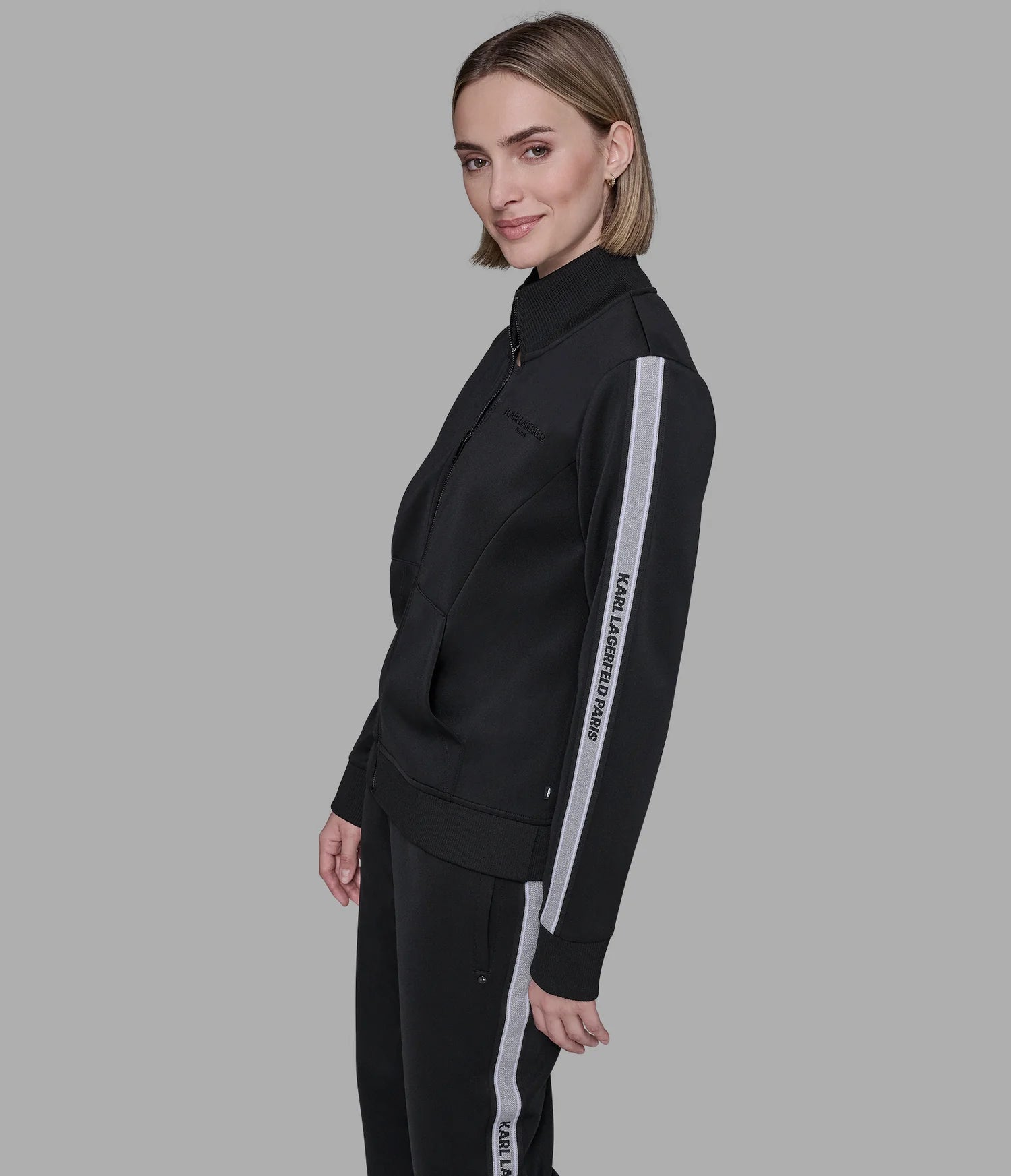 Womens' KARL LOGO TAPE TRACK JACKET BLACK