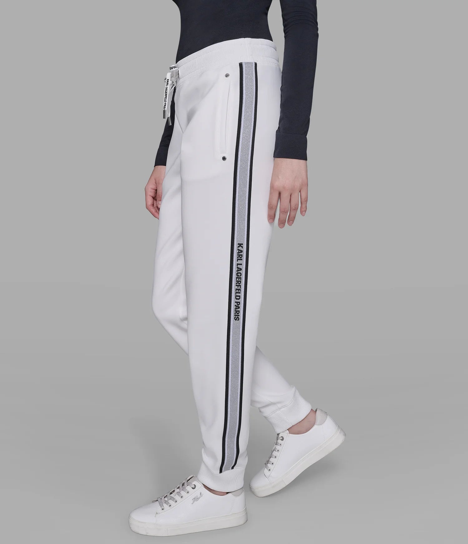 Womens' KARL LOGO TAPE JOGGER  White