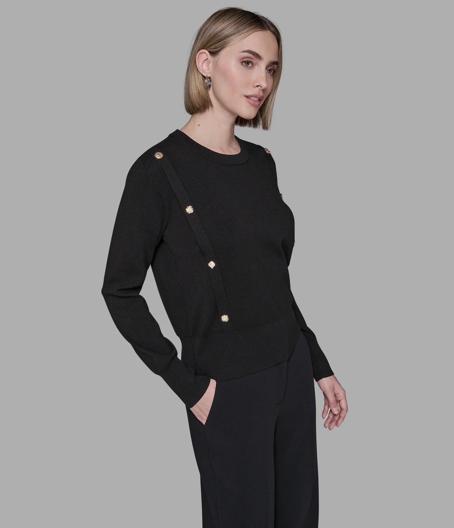 Karl Lagerfeld Paris Women's BUTTON-DETAILED SWEATER