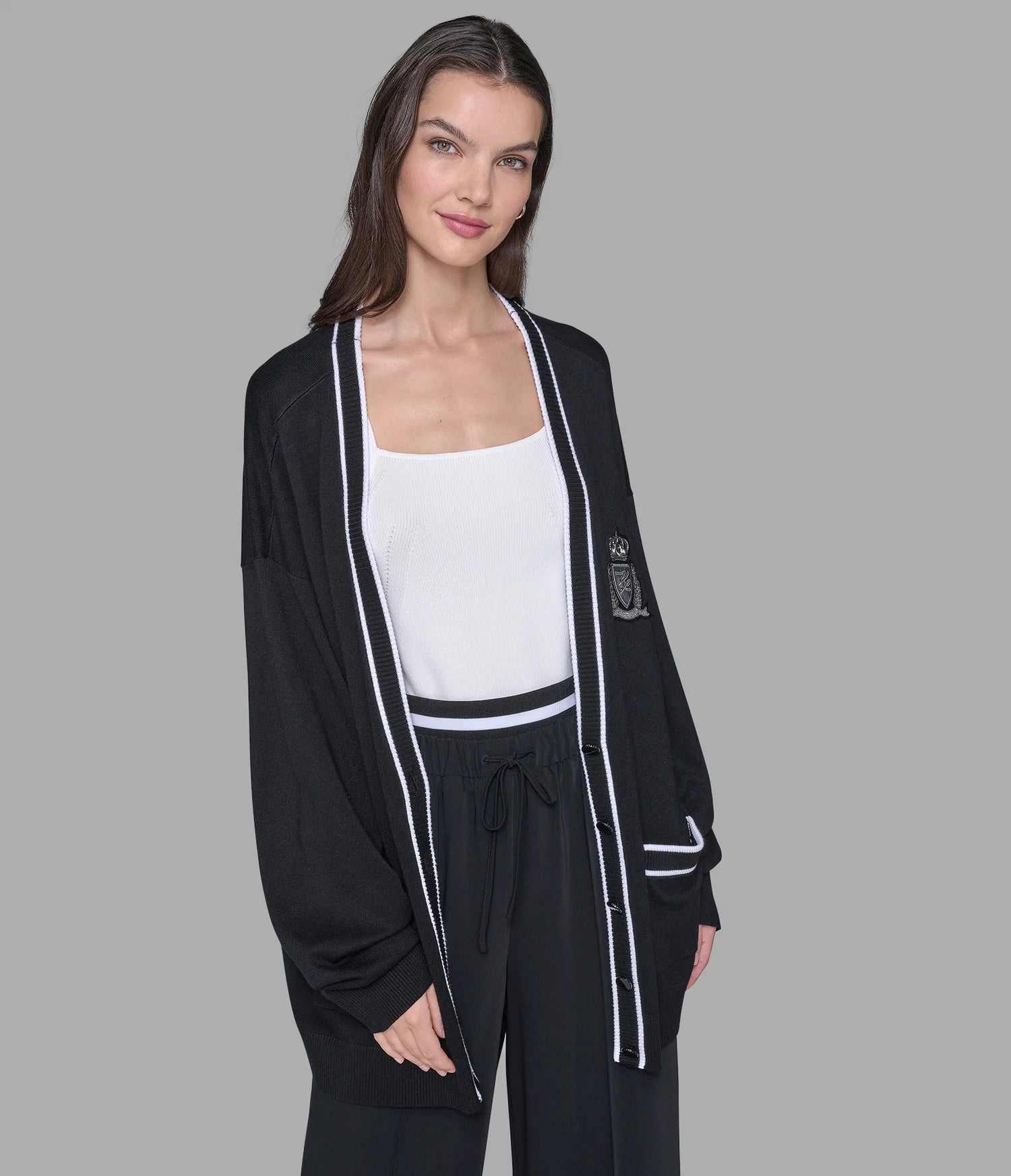 Karl Lagerfeld Women's VARSITY CARDIGAN WITH PATCH