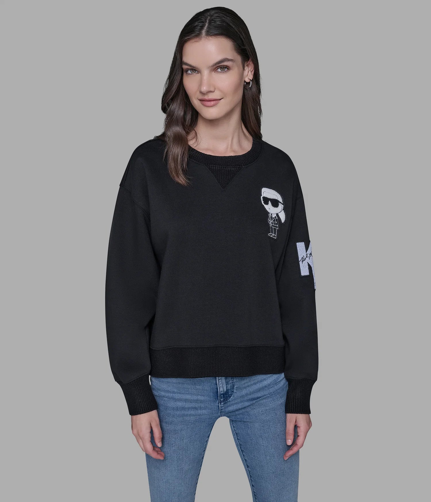 Karl Lagerfeld Paris Womens' KARL PATCH SWEATSHIRT