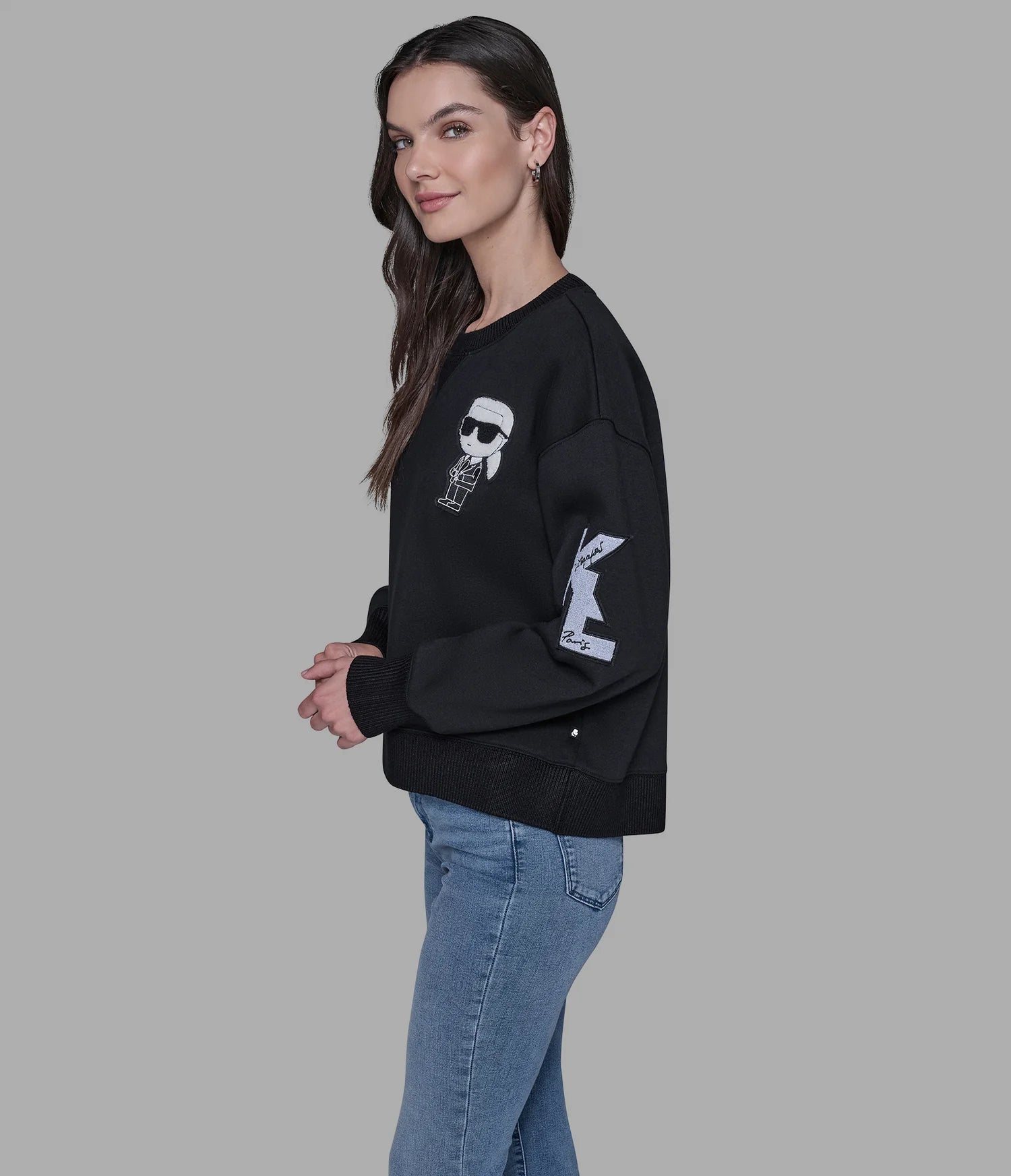 Karl Lagerfeld Paris Womens' KARL PATCH SWEATSHIRT