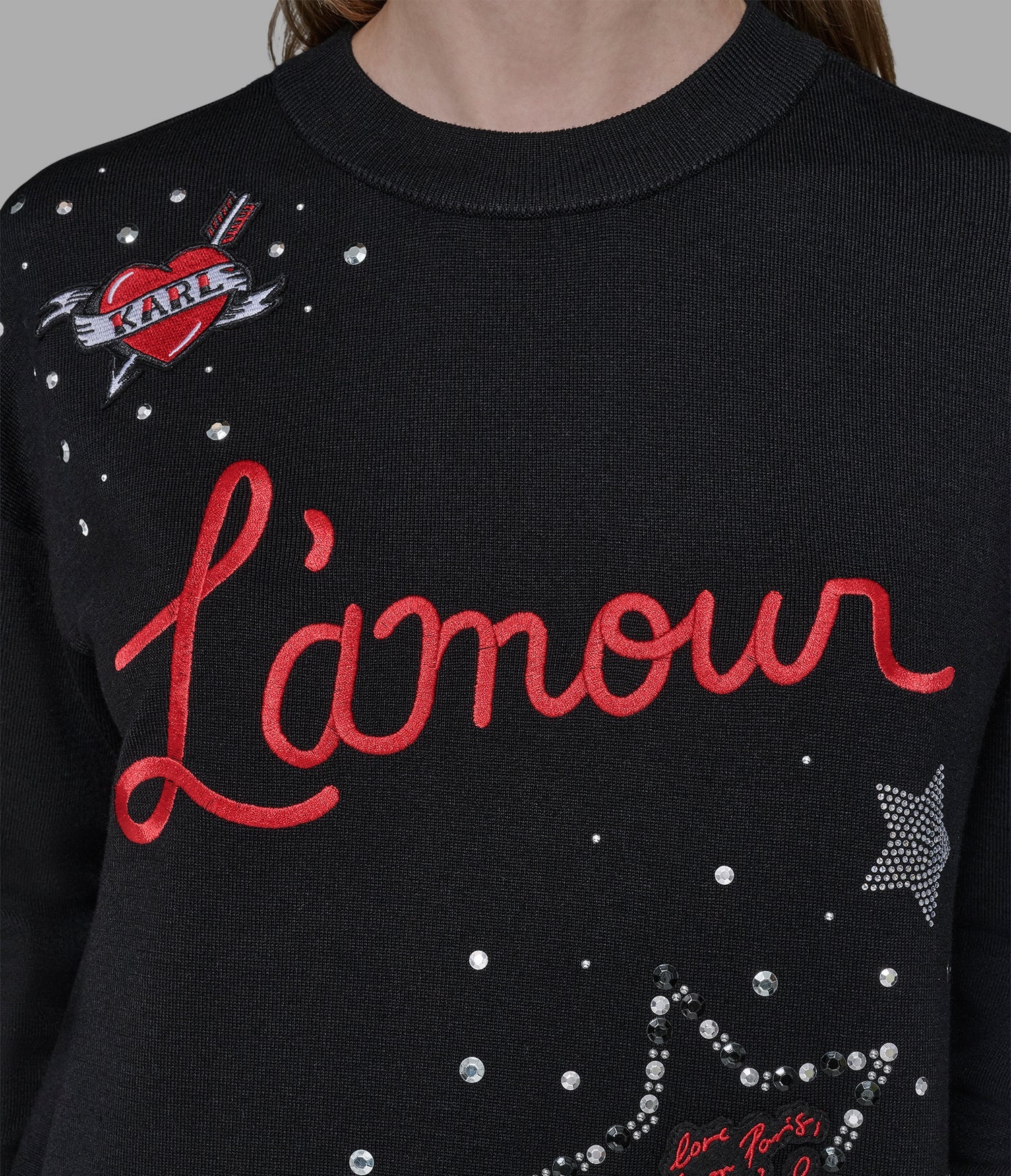 Karl Lagerfeld Paris Womens' LAMOUR EMBELLISHED SWEATER