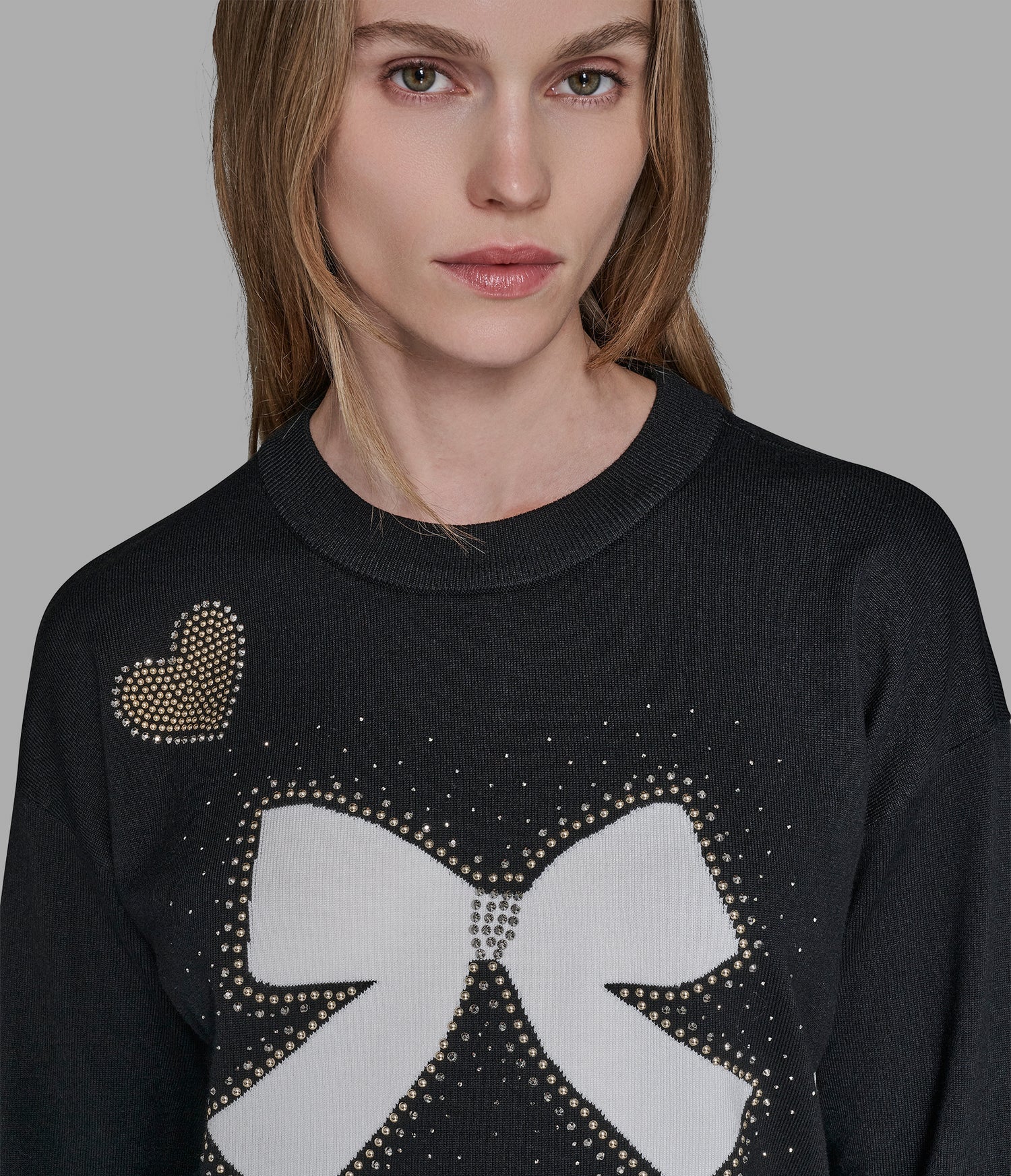 Karl Lagerfeld Paris Womens' WHIMSY BOW SWEATER BLACK