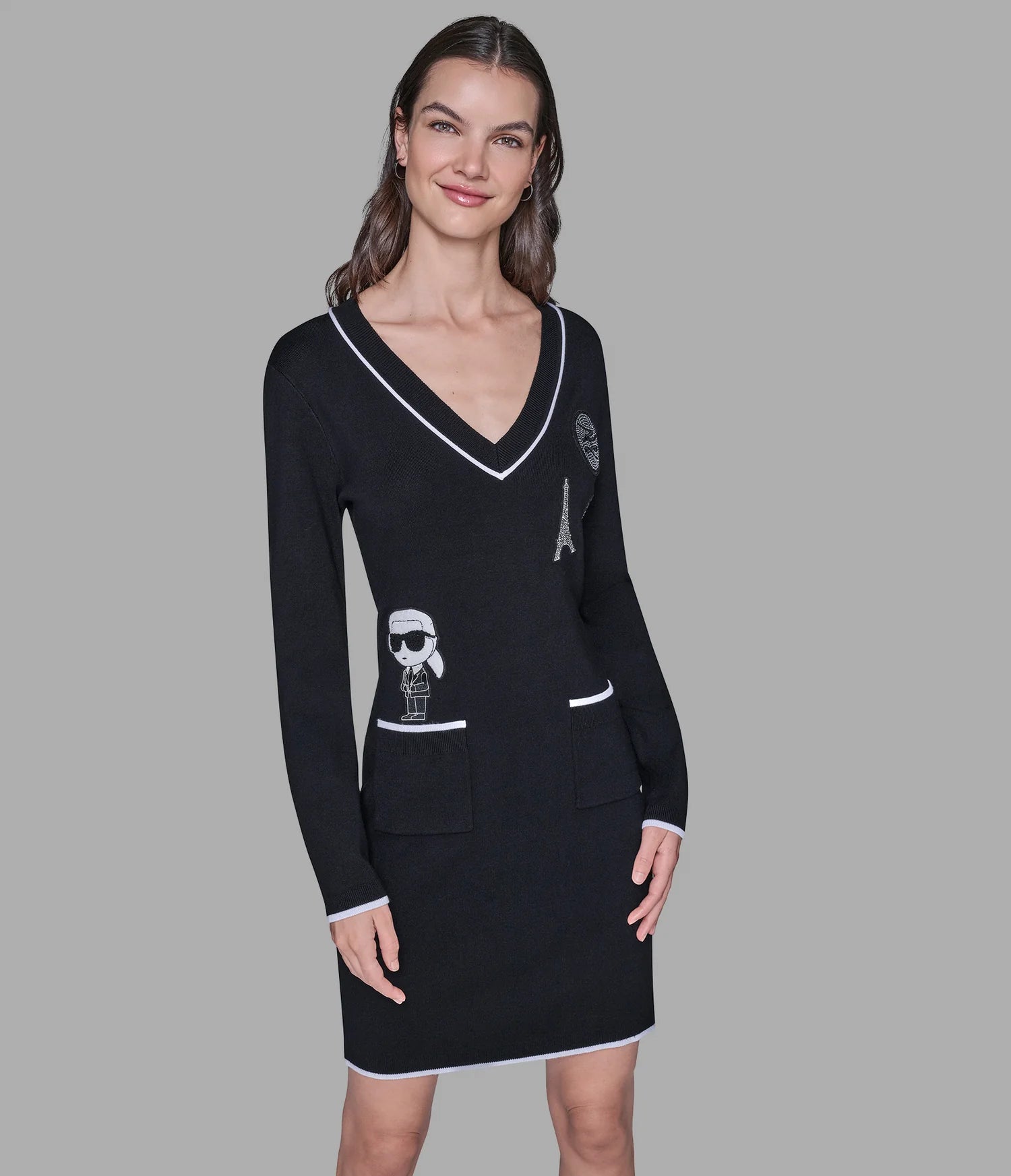 Karl Lagerfeld Women's SWEATER DRESS WITH PATCH