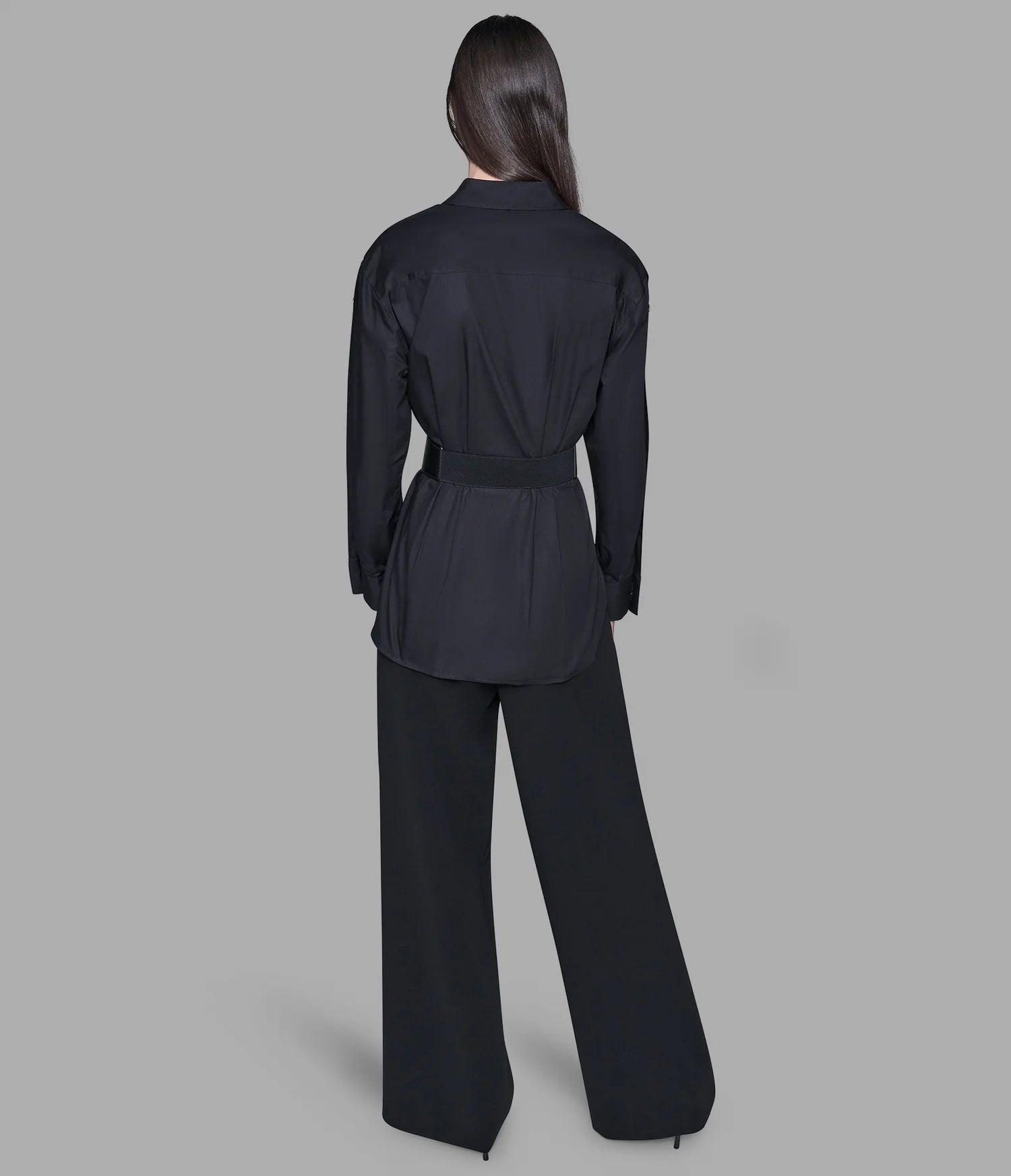 Karl Lagerfeld Paris Womens' BELTED POPLIN SHIRT Black