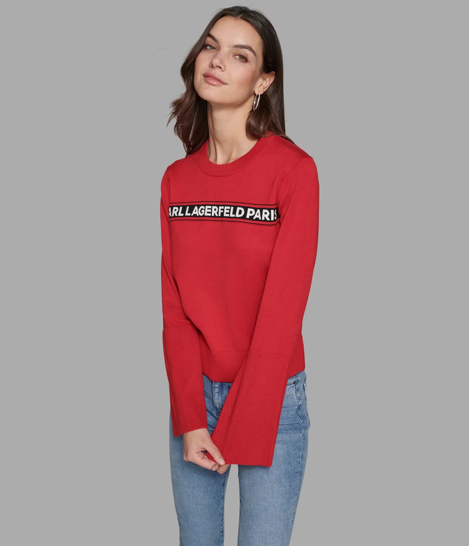 Womens' KARL LOGO SWEATER WITH WIDE SLEEVES