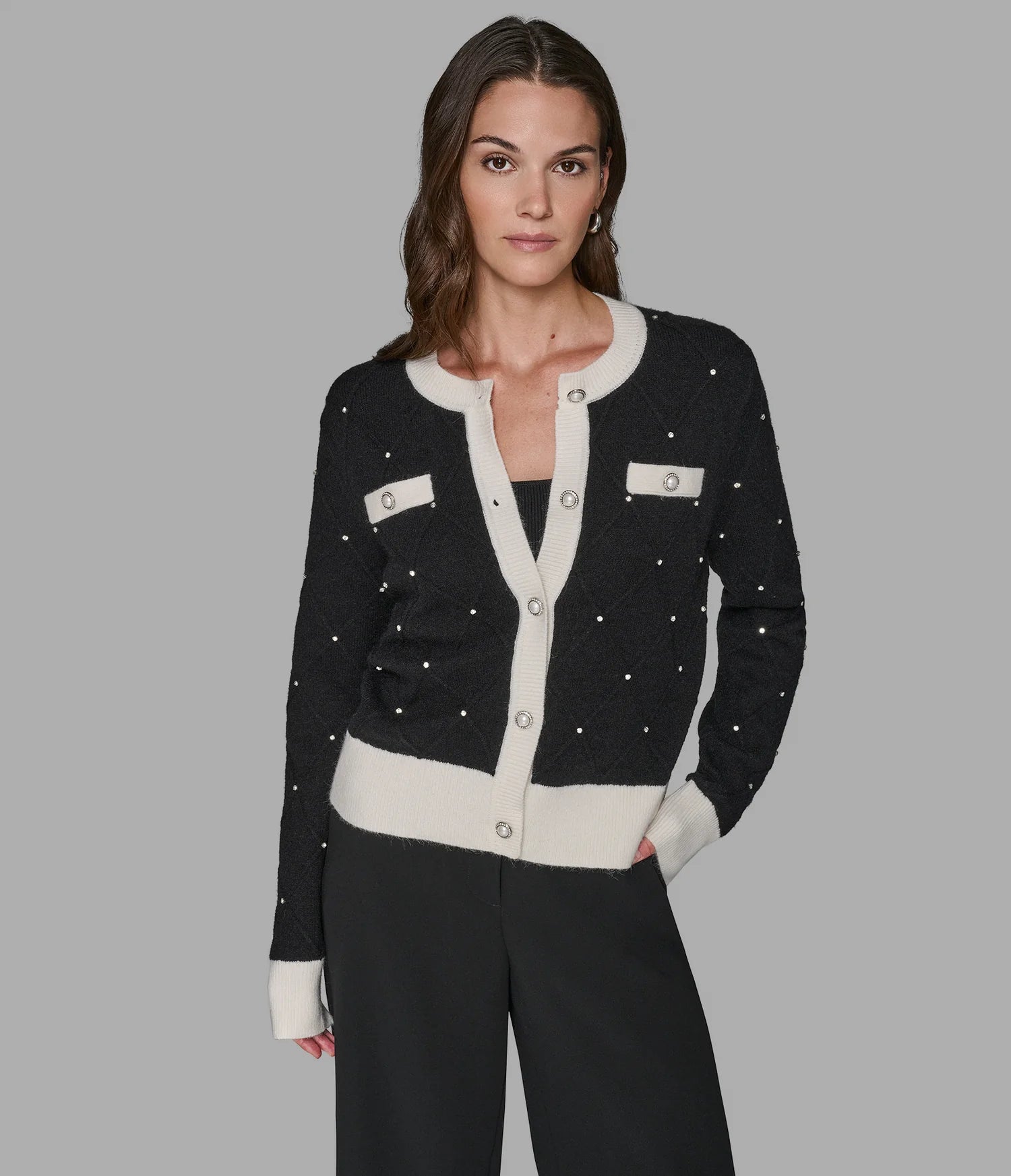 Karl Lagerfeld Paris Women's PEARL CARDIGAN