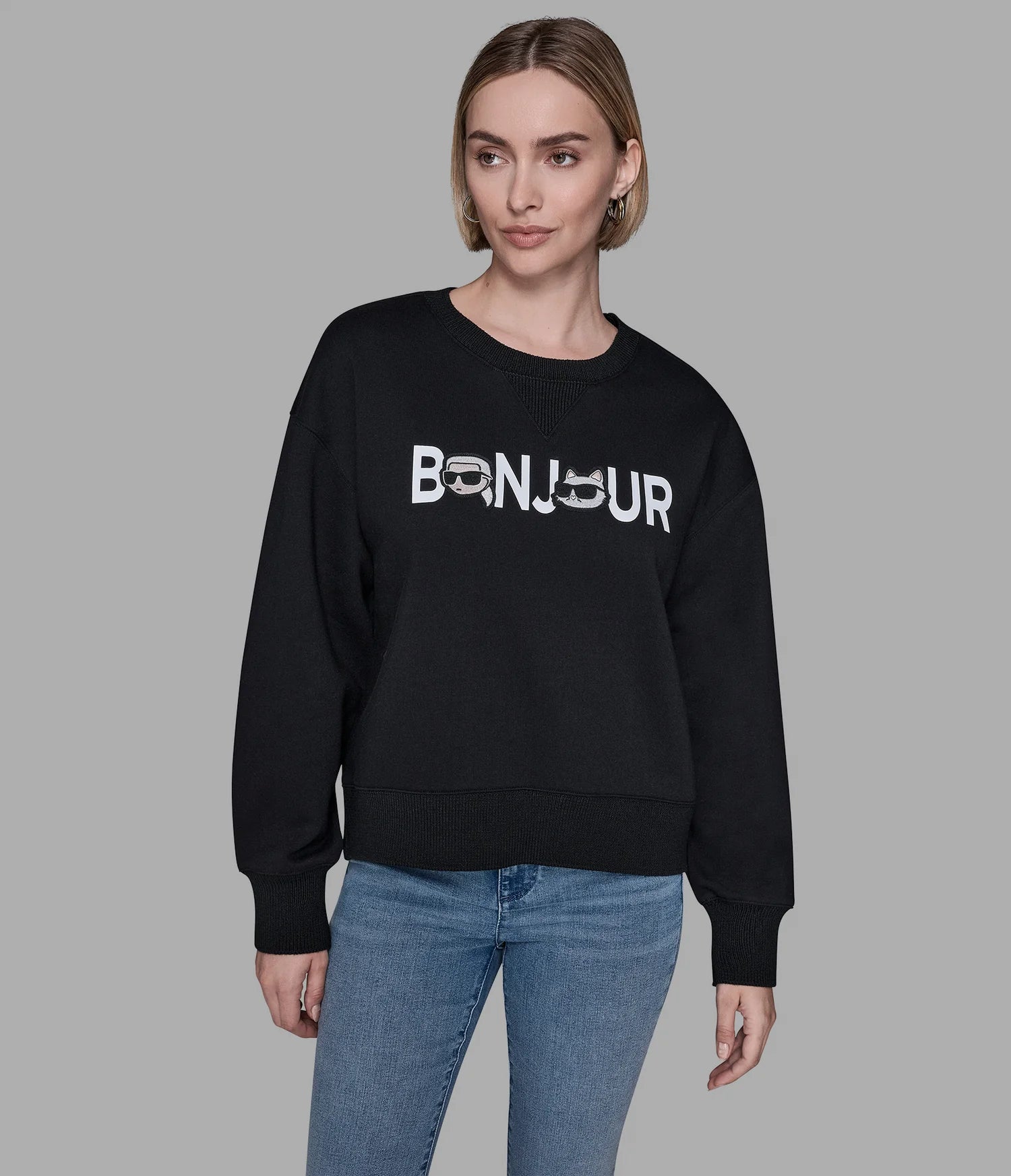 Womens' KARL BONJOUR CHARACTER SWEATSHIRT black
