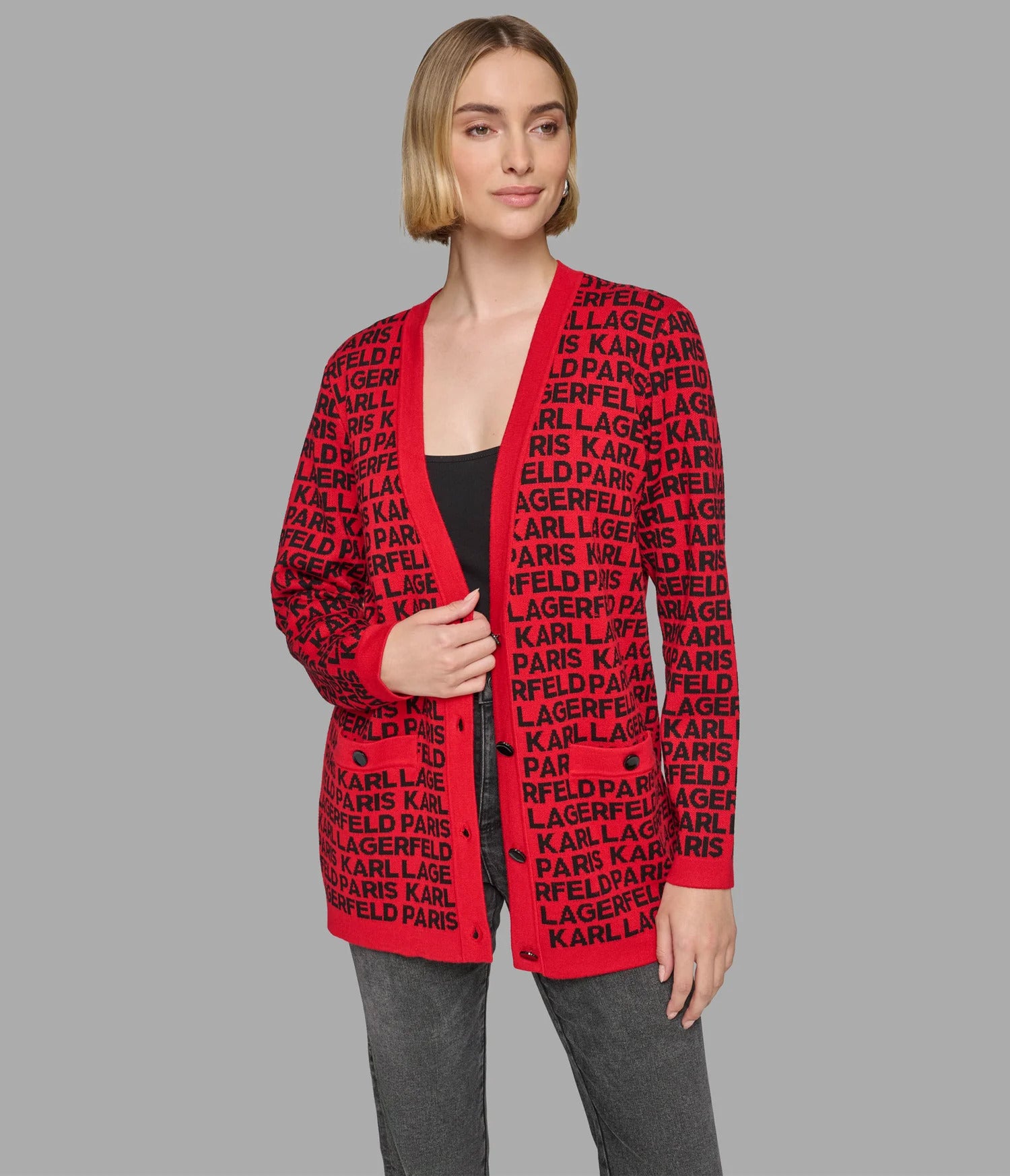 Womens' KARL ALL OVER LOGO CARDIGAN