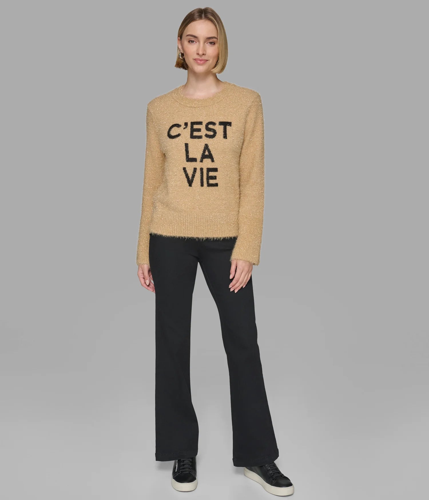 WOMENS' KARL C'EST LA VIE FUZZY SWEATER