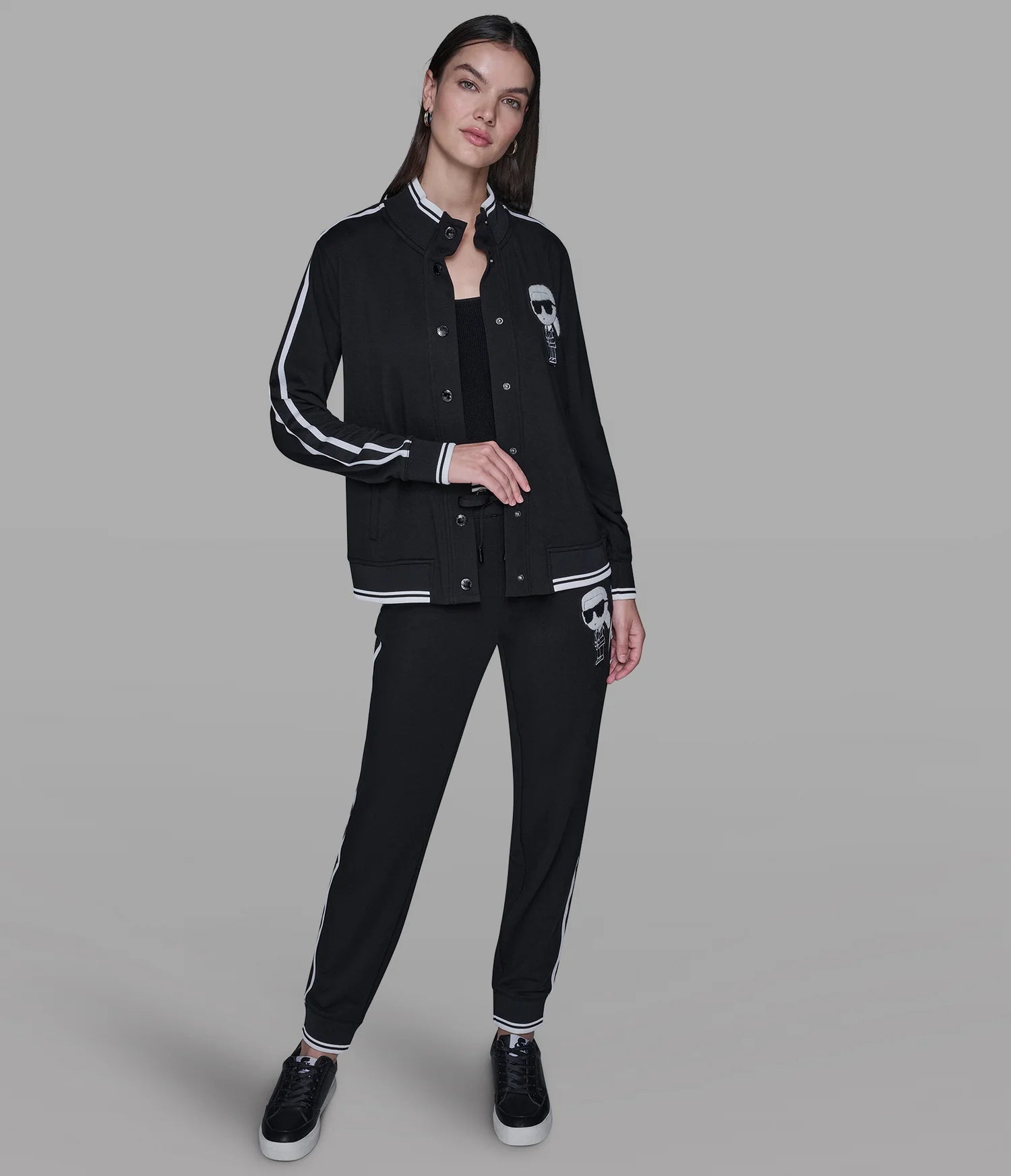 Womens' KARL CHOUPETTE PATCH TRACK JACKET BLACK
