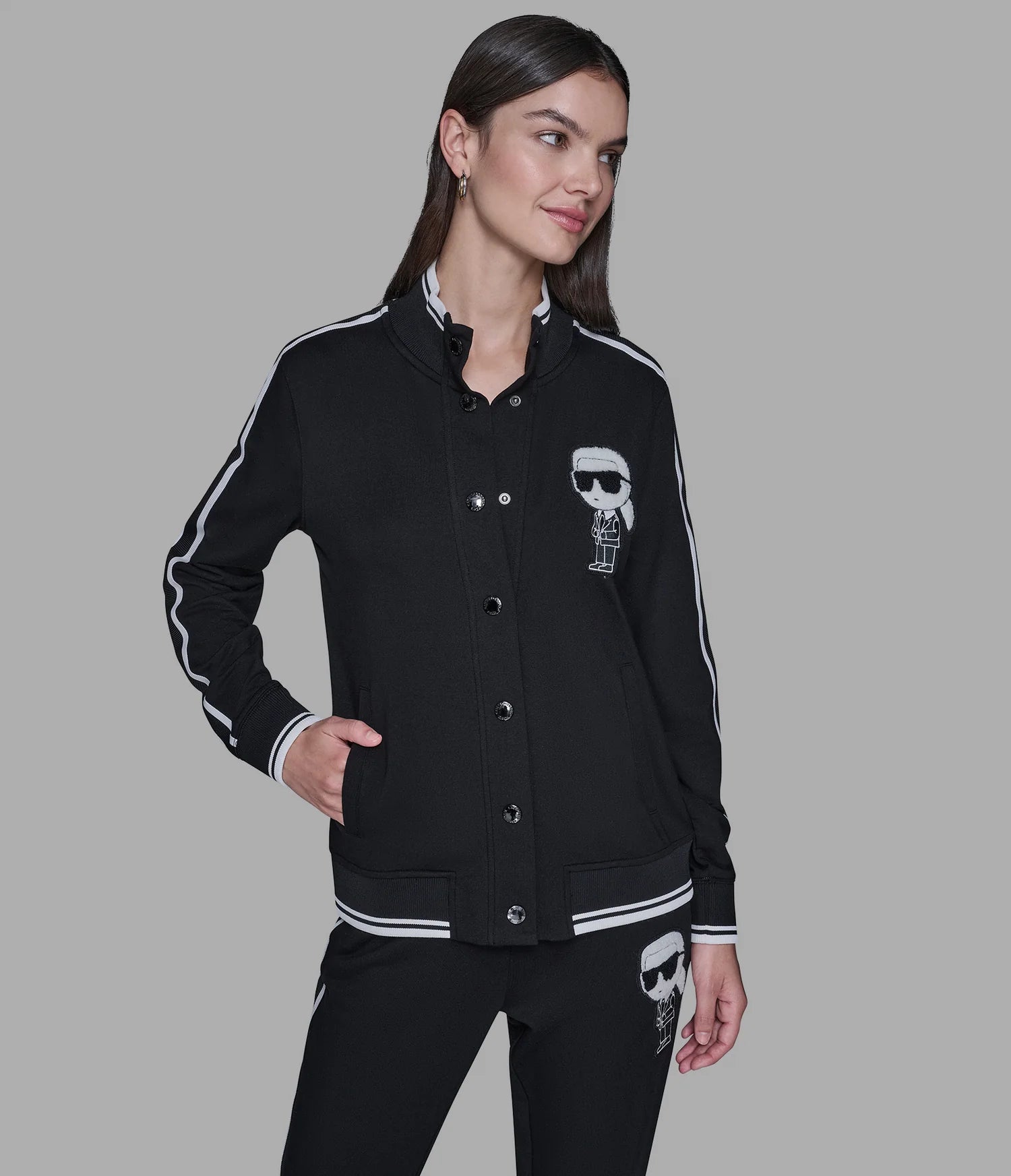Womens' KARL CHOUPETTE PATCH TRACK JACKET BLACK